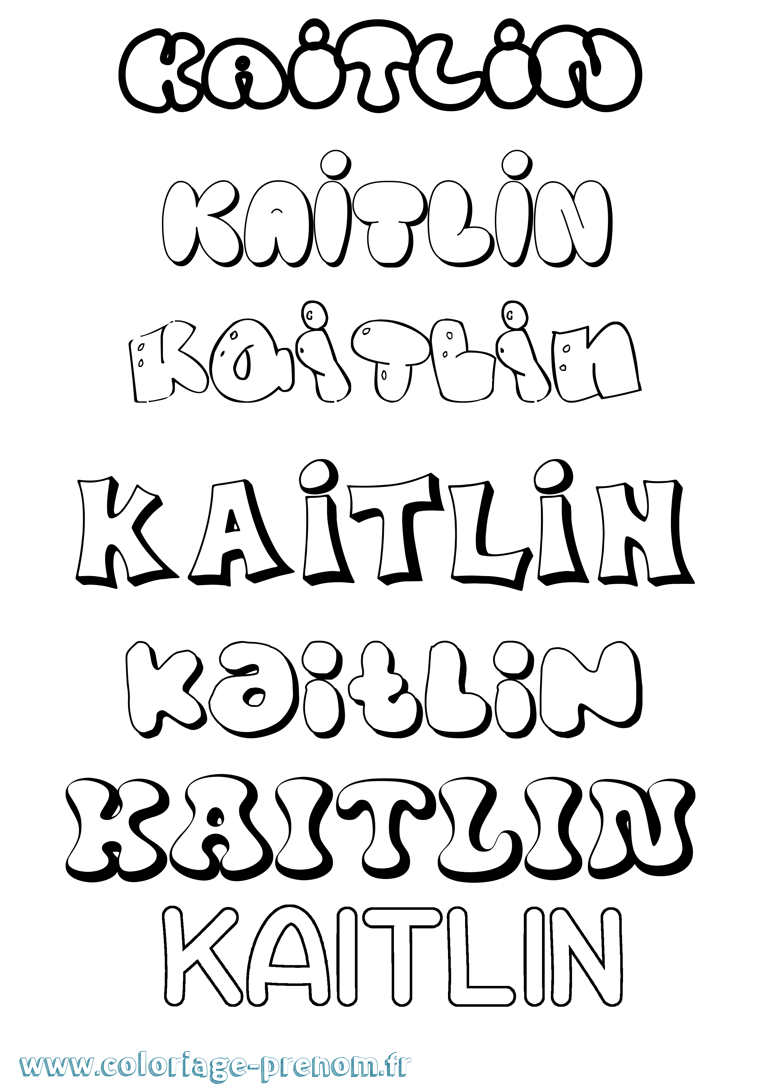 Coloriage Kaitlin Bubble Coloriage prénom Kaitlin Bubble