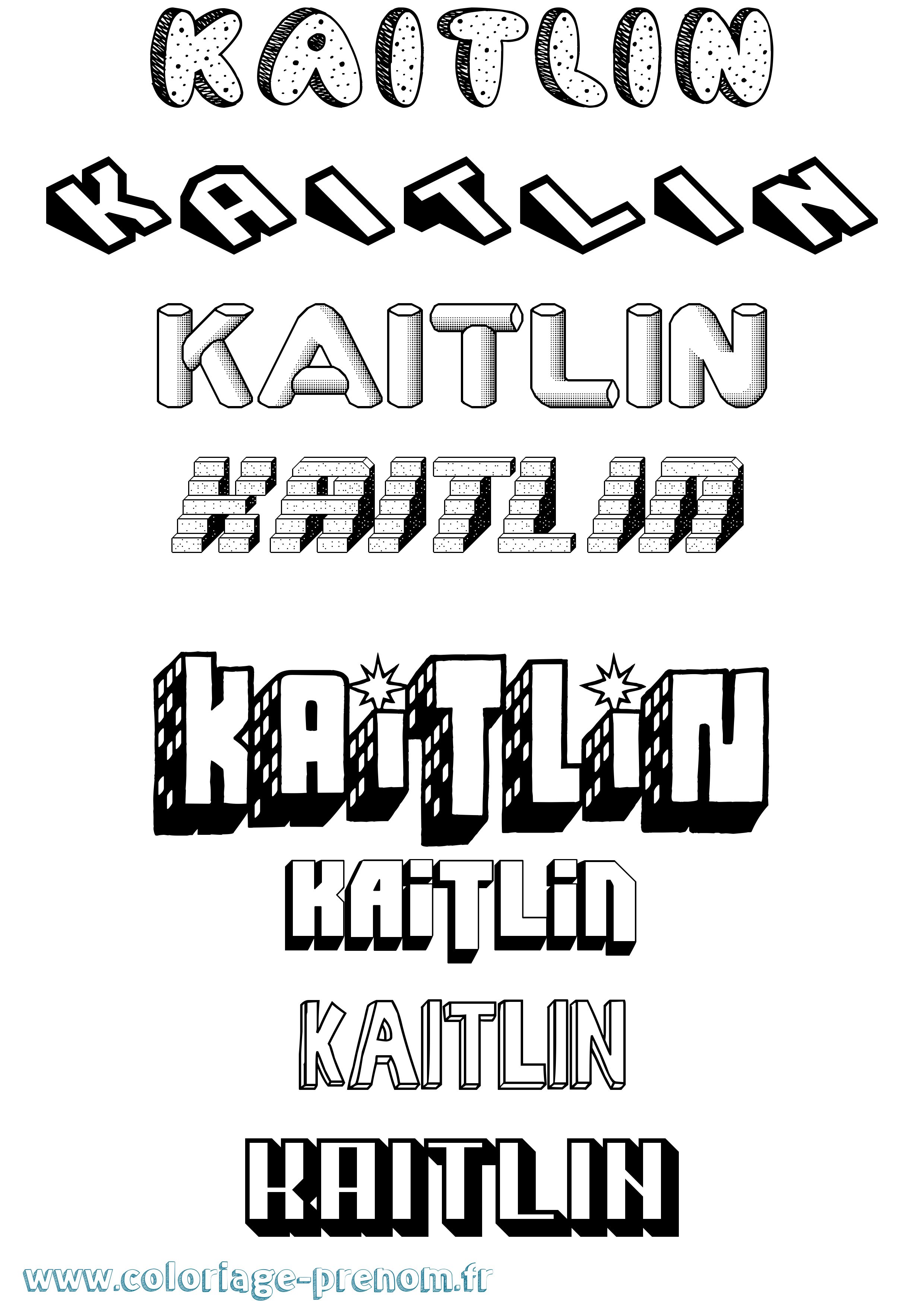 Coloriage Kaitlin Effet 3D Coloriage prénom Kaitlin Effet 3D