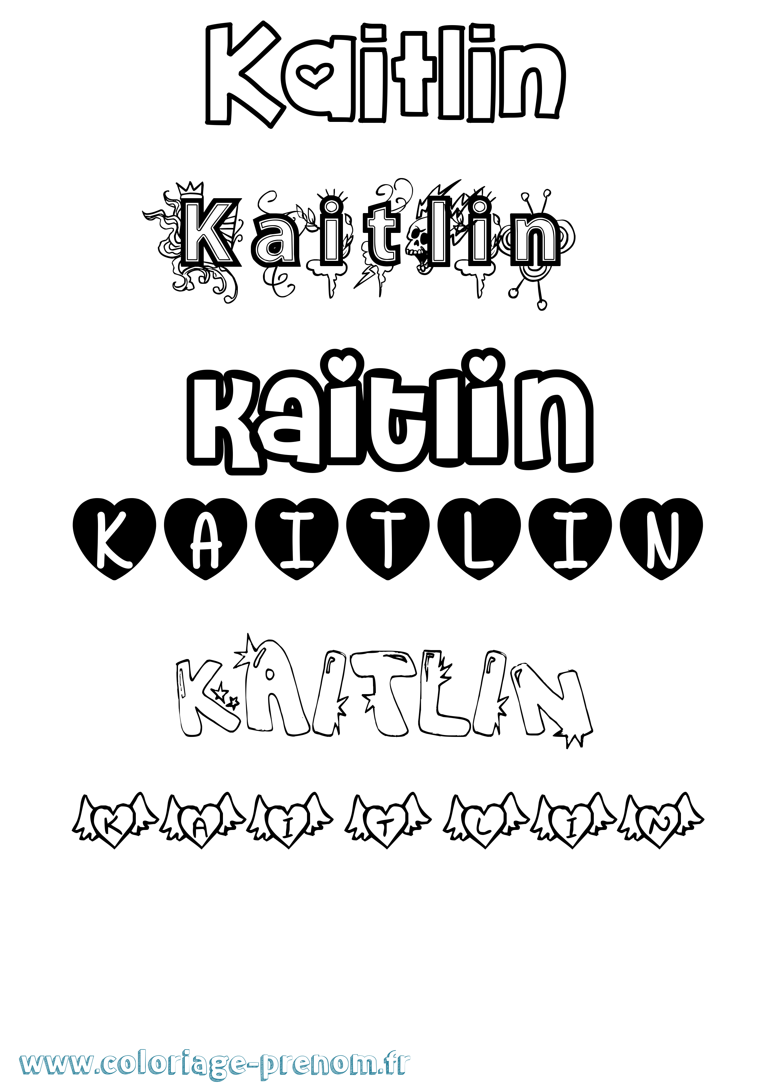 Coloriage Kaitlin Girly Coloriage prénom Kaitlin Girly