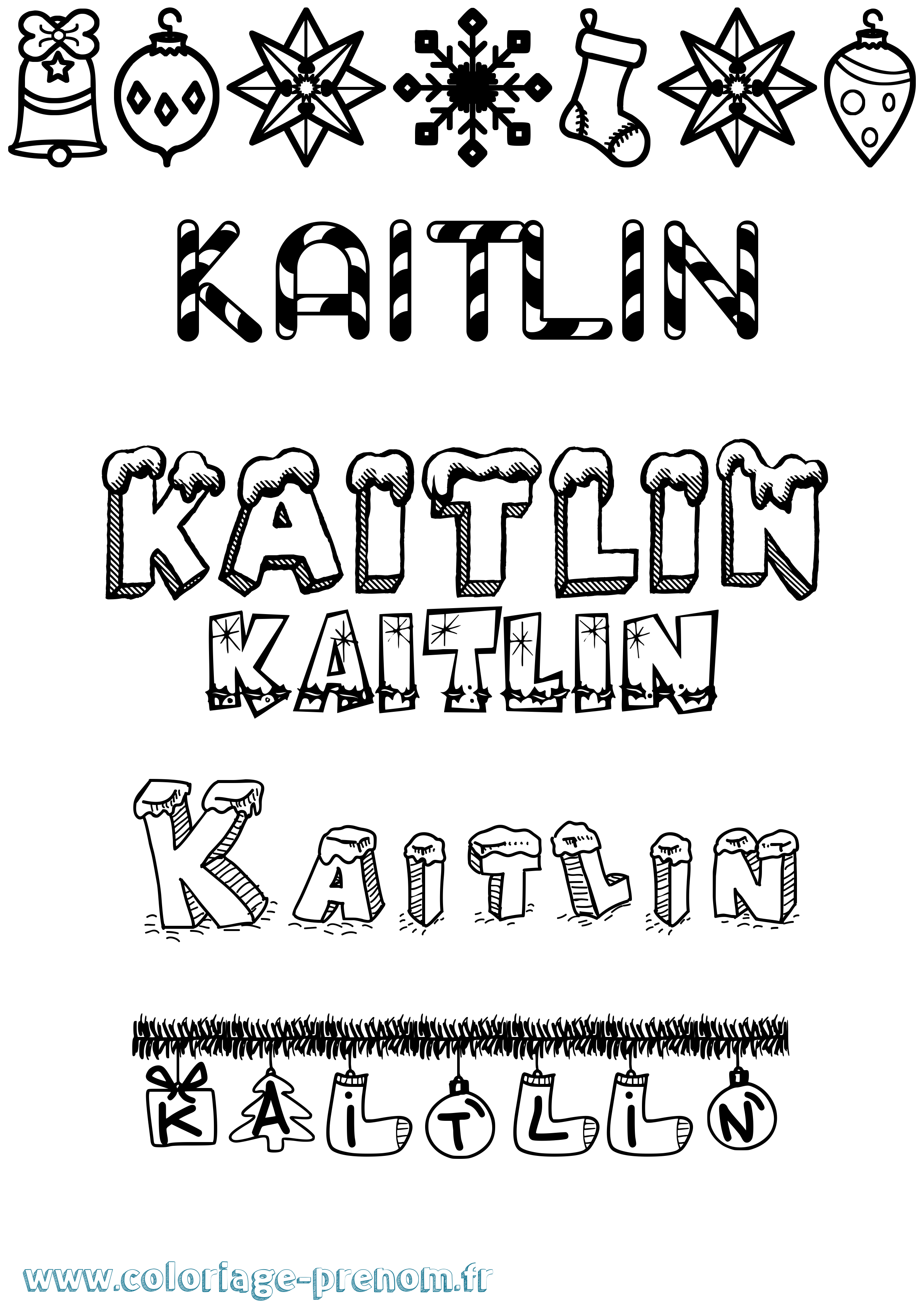 Coloriage Kaitlin Noël Coloriage prénom Kaitlin Noël
