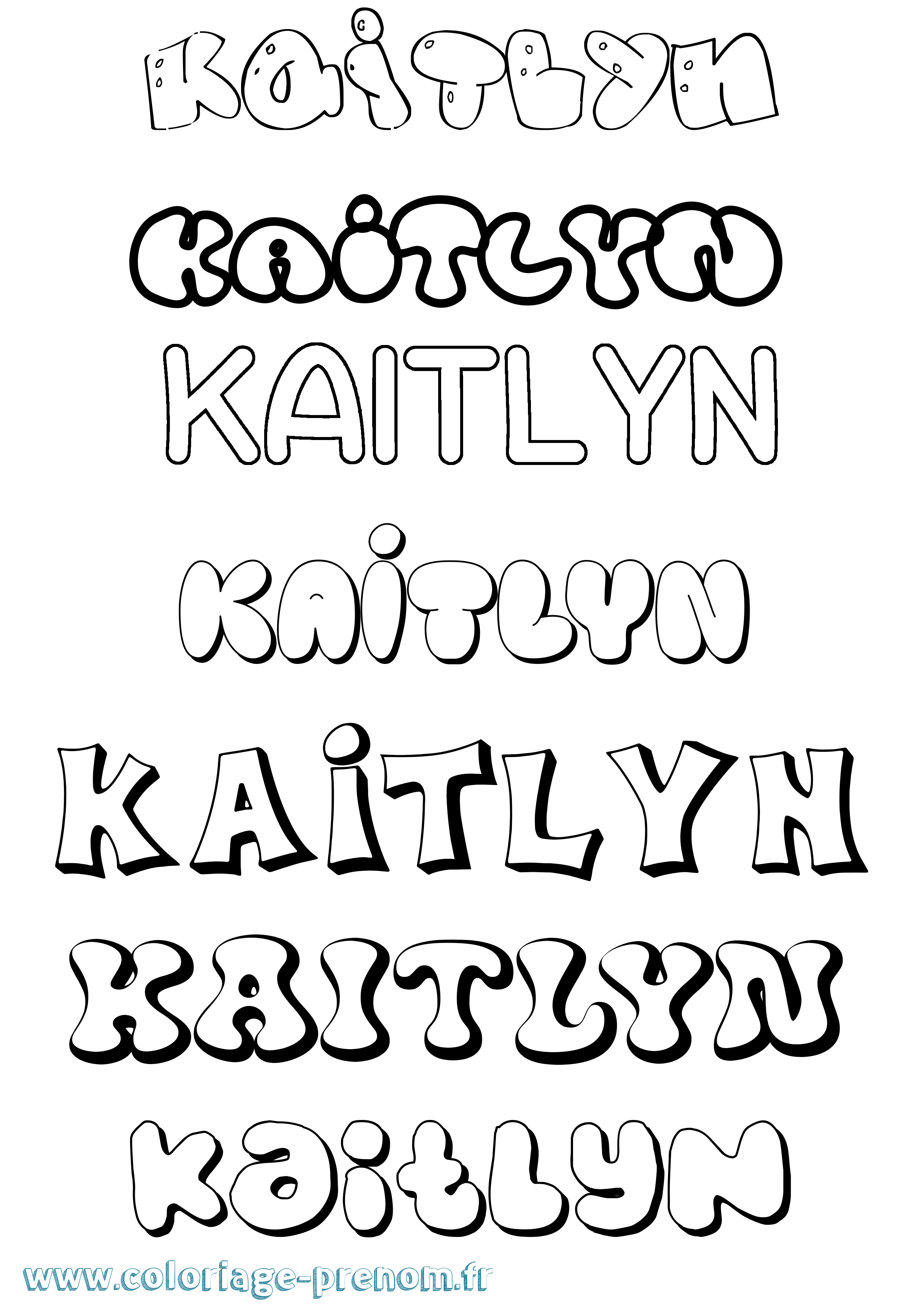Coloriage Kaitlyn Bubble Coloriage prénom Kaitlyn Bubble