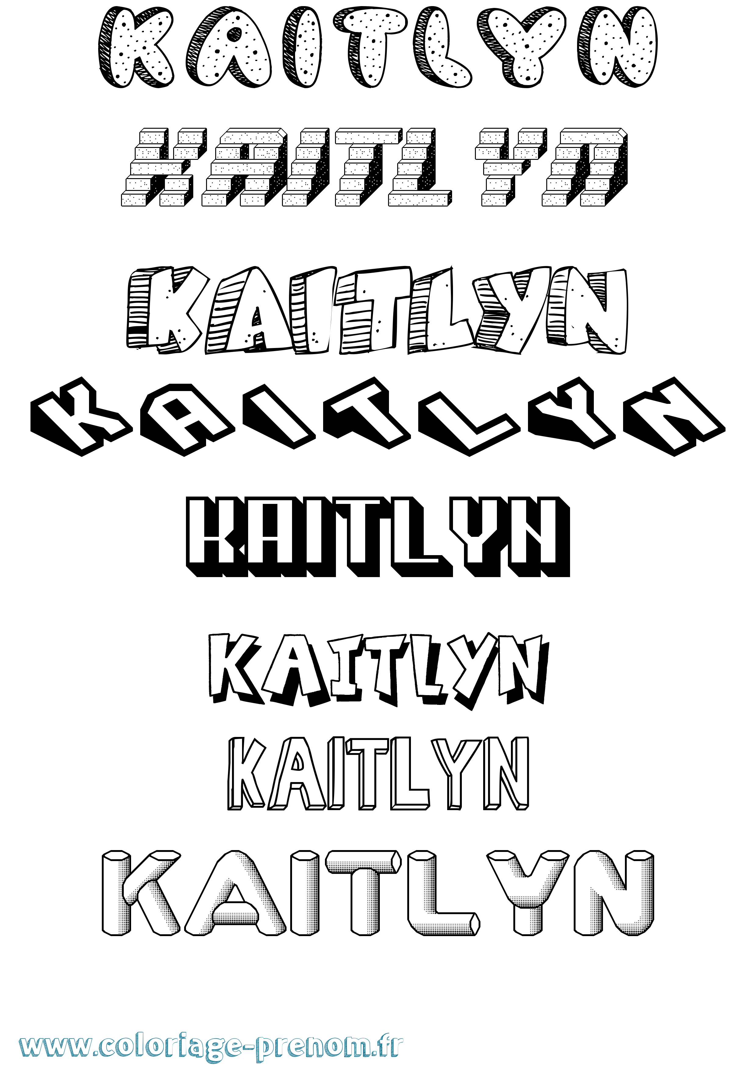 Coloriage Kaitlyn Effet 3D Coloriage prénom Kaitlyn Effet 3D