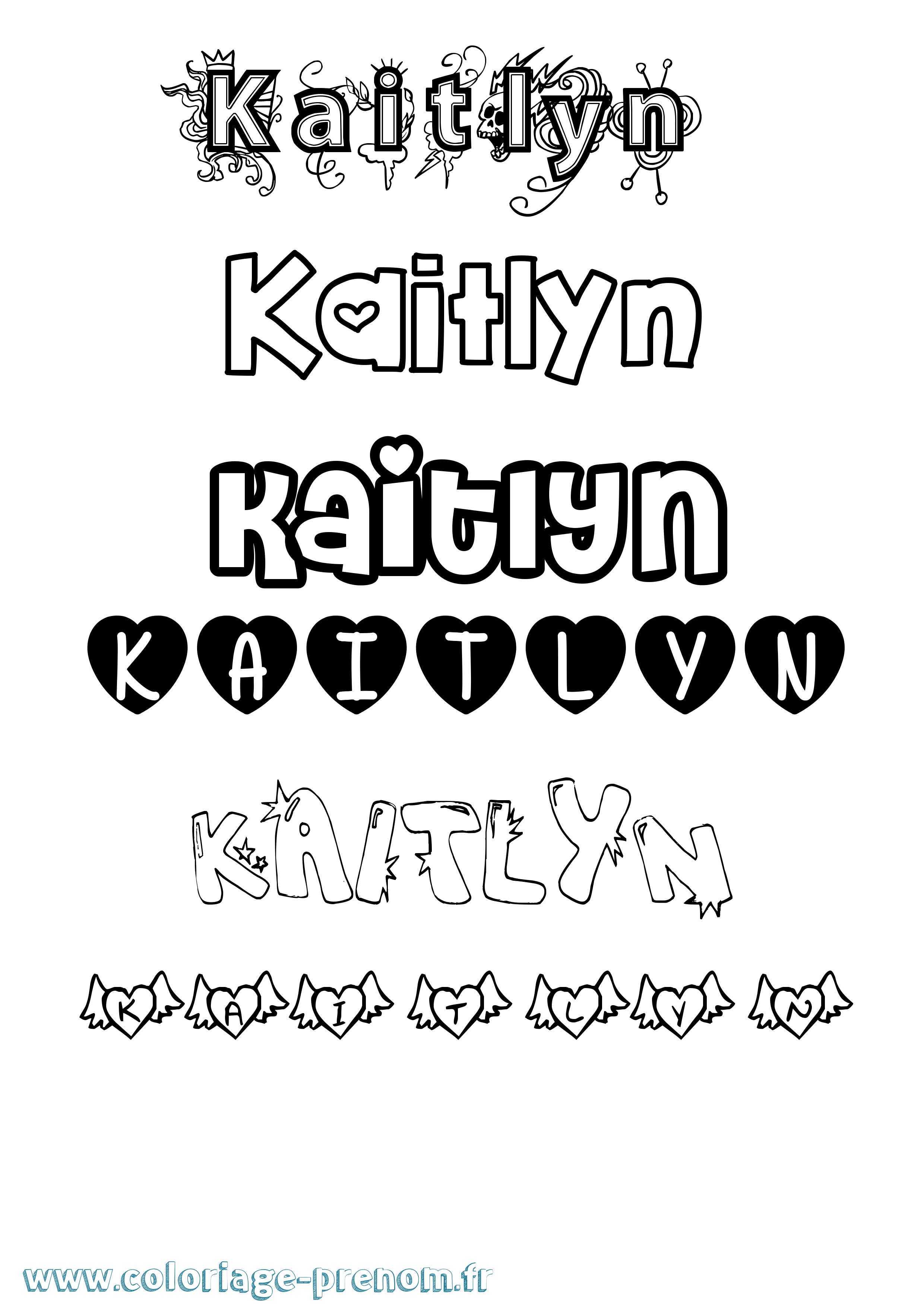Coloriage Kaitlyn Girly Coloriage prénom Kaitlyn Girly