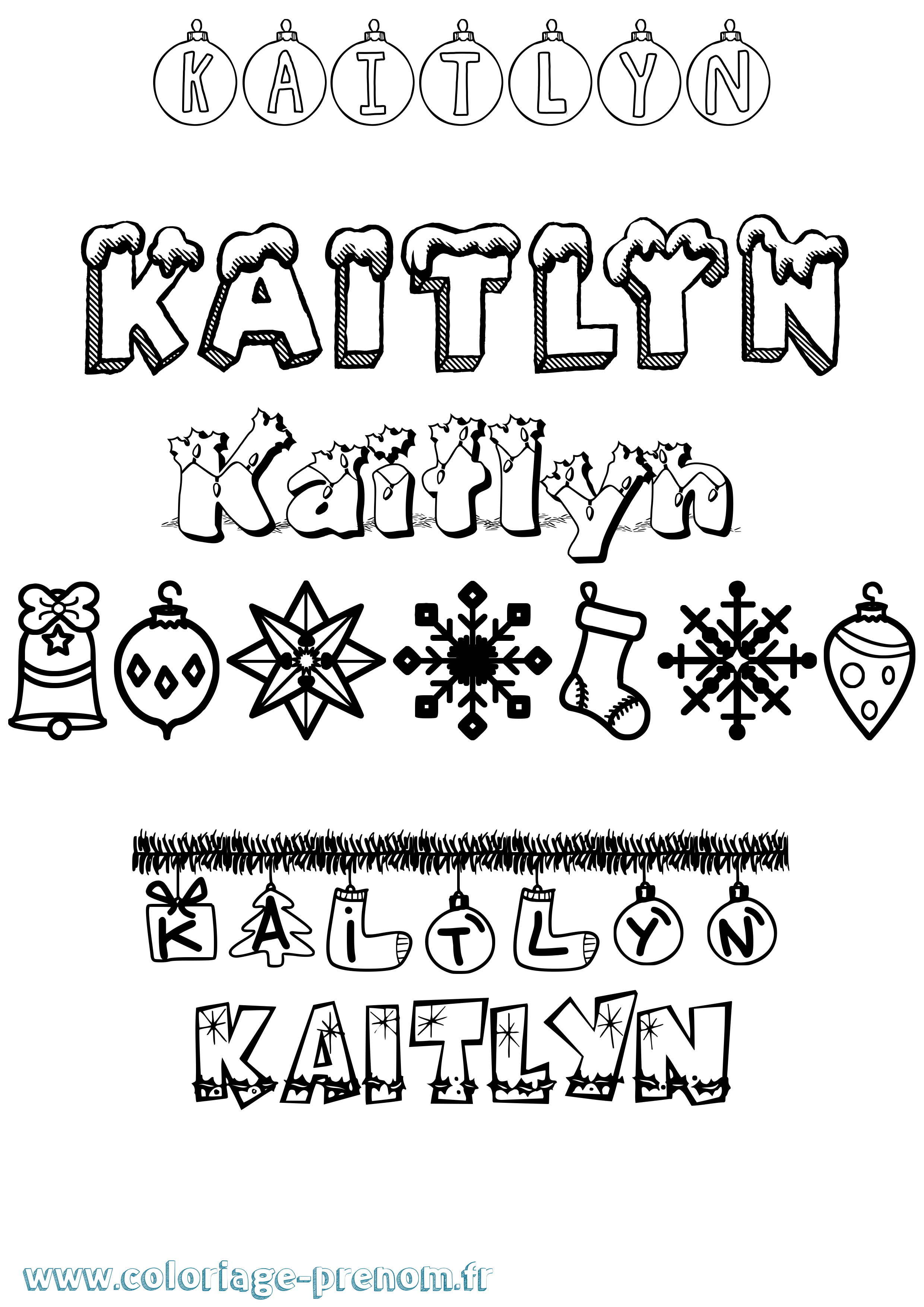 Coloriage Kaitlyn Noël Coloriage prénom Kaitlyn Noël