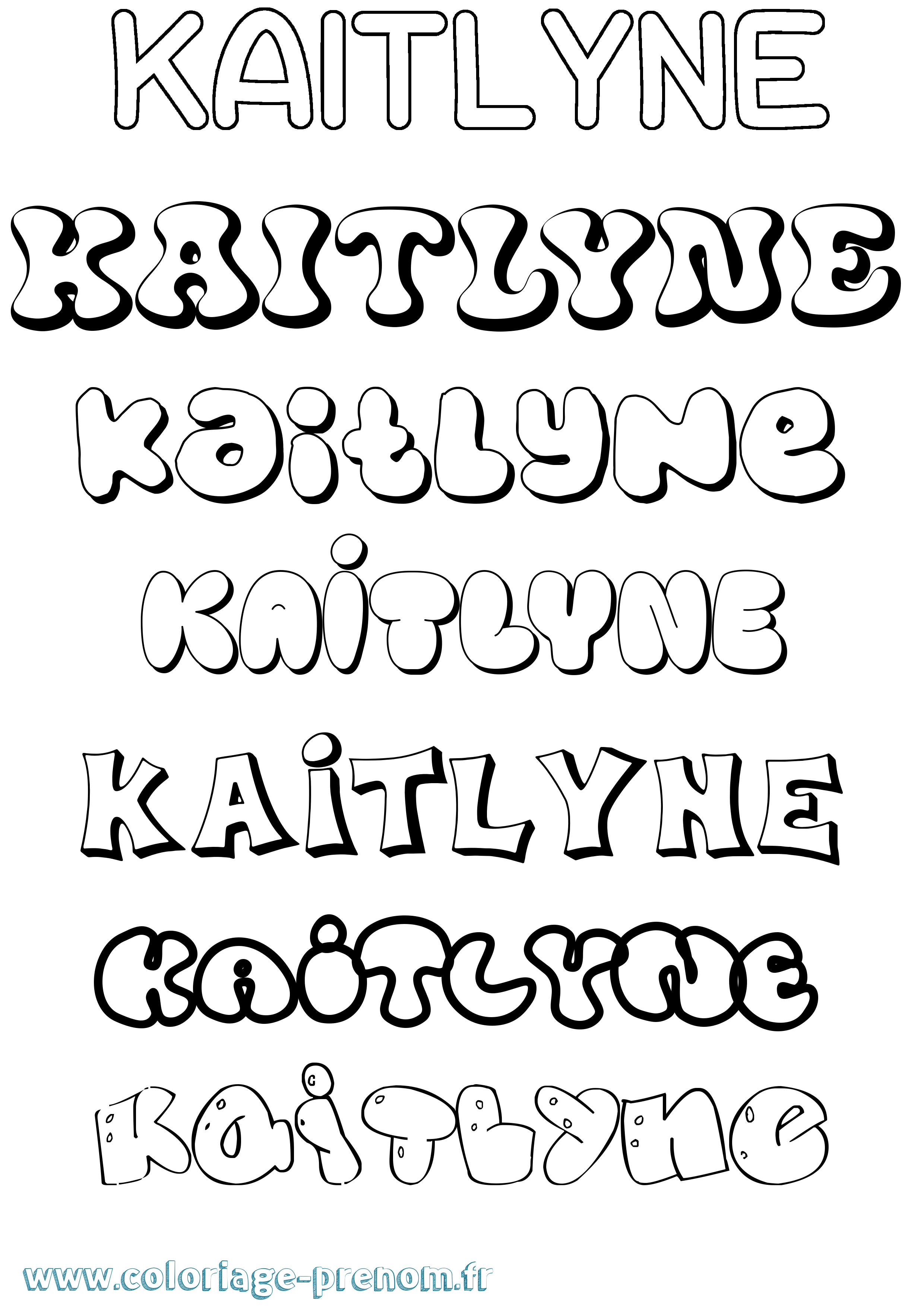 Coloriage Kaitlyne Bubble Coloriage prénom Kaitlyne Bubble