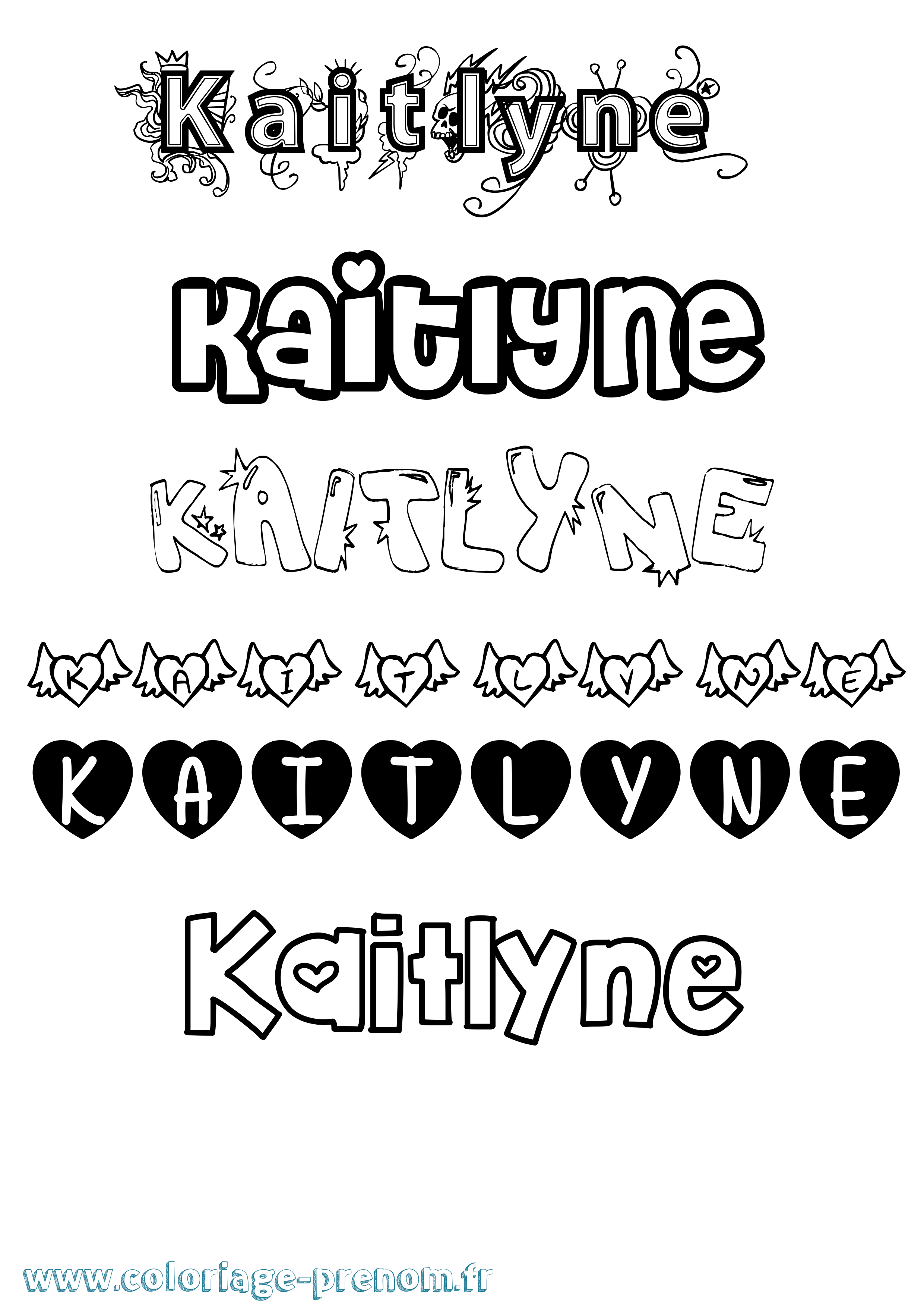 Coloriage Kaitlyne Girly Coloriage prénom Kaitlyne Girly