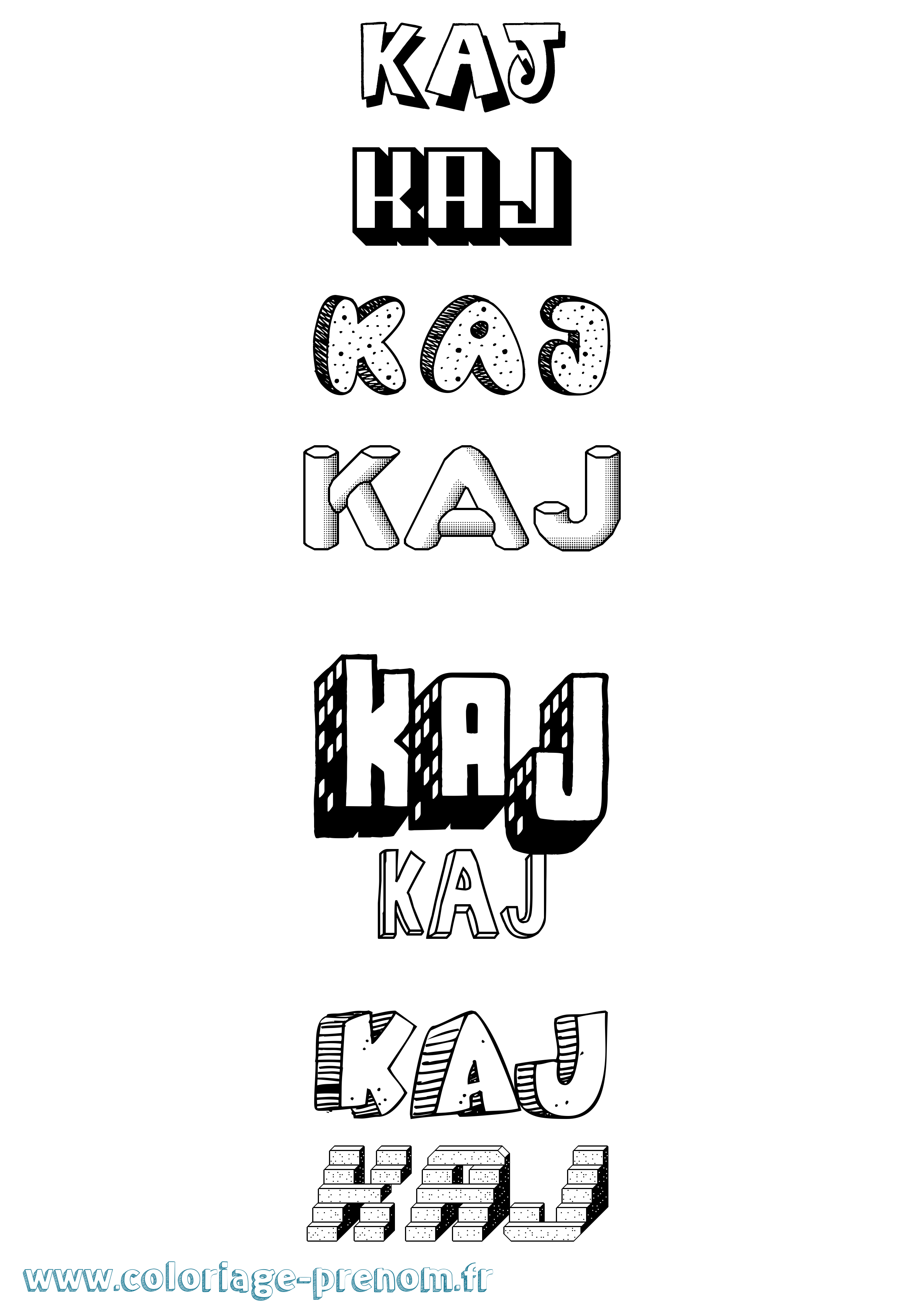 Coloriage Kaj Effet 3D Coloriage prénom Kaj Effet 3D