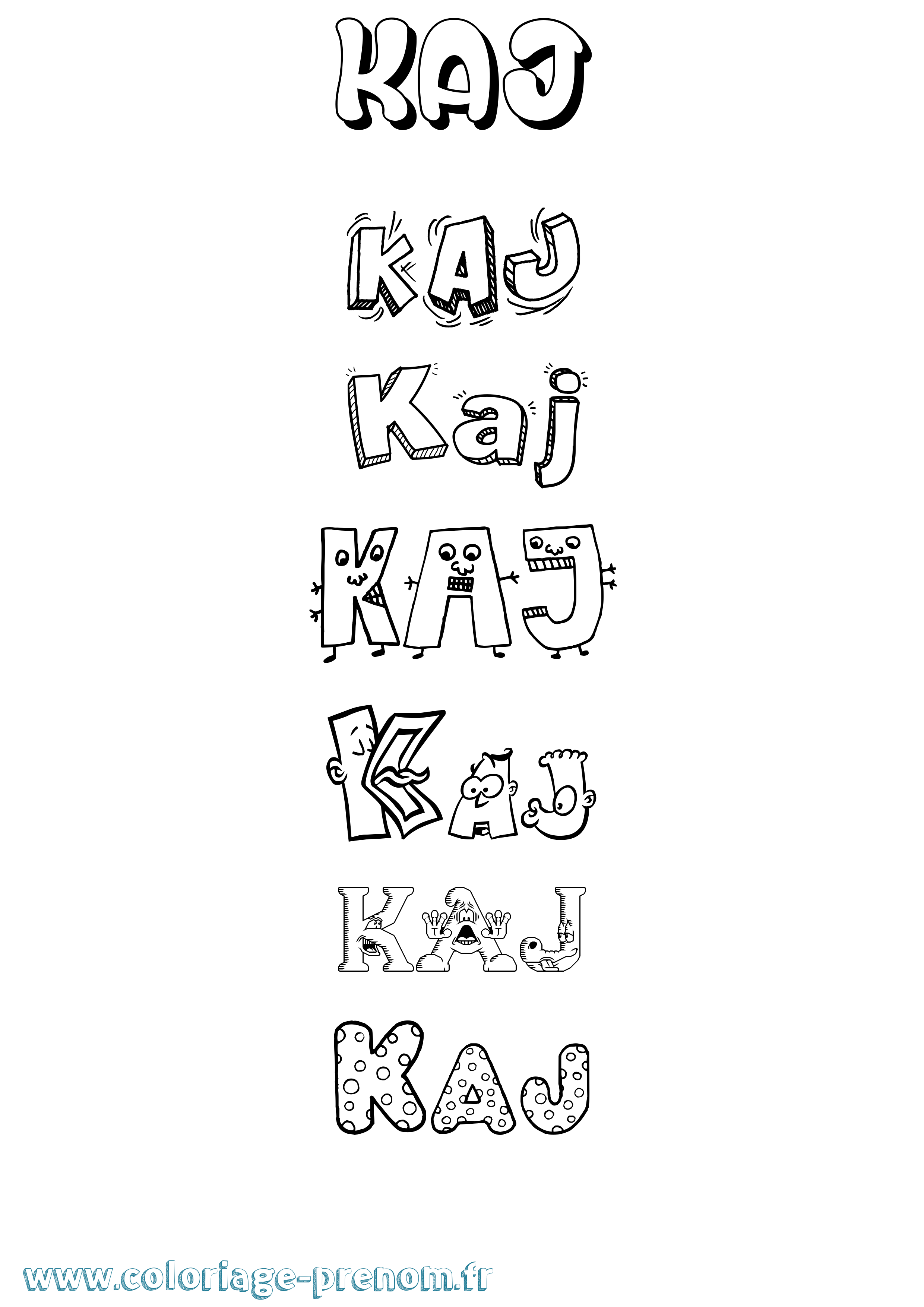 Coloriage Kaj Fun Coloriage prénom Kaj Fun
