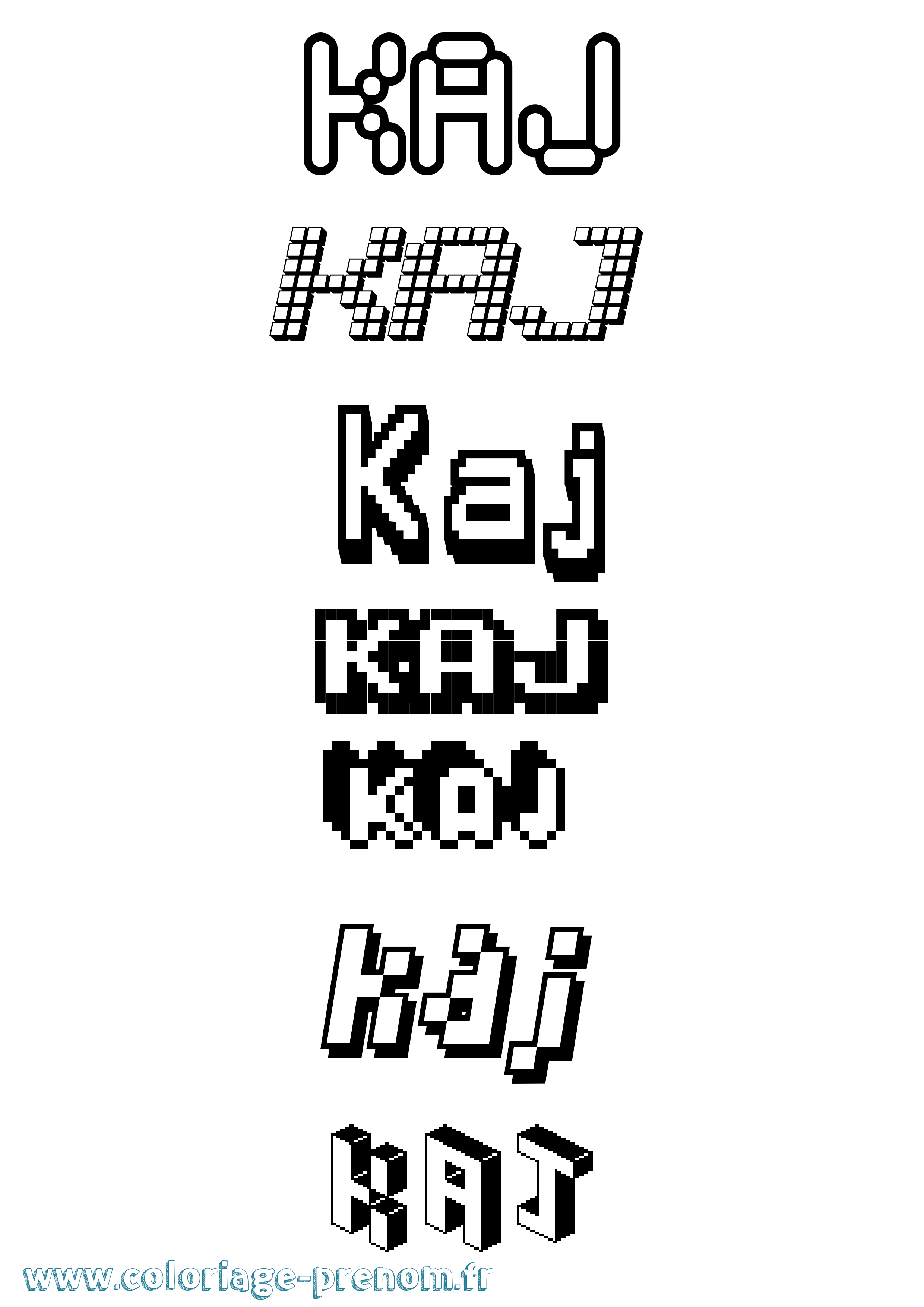 Coloriage Kaj Pixel Coloriage prénom Kaj Pixel