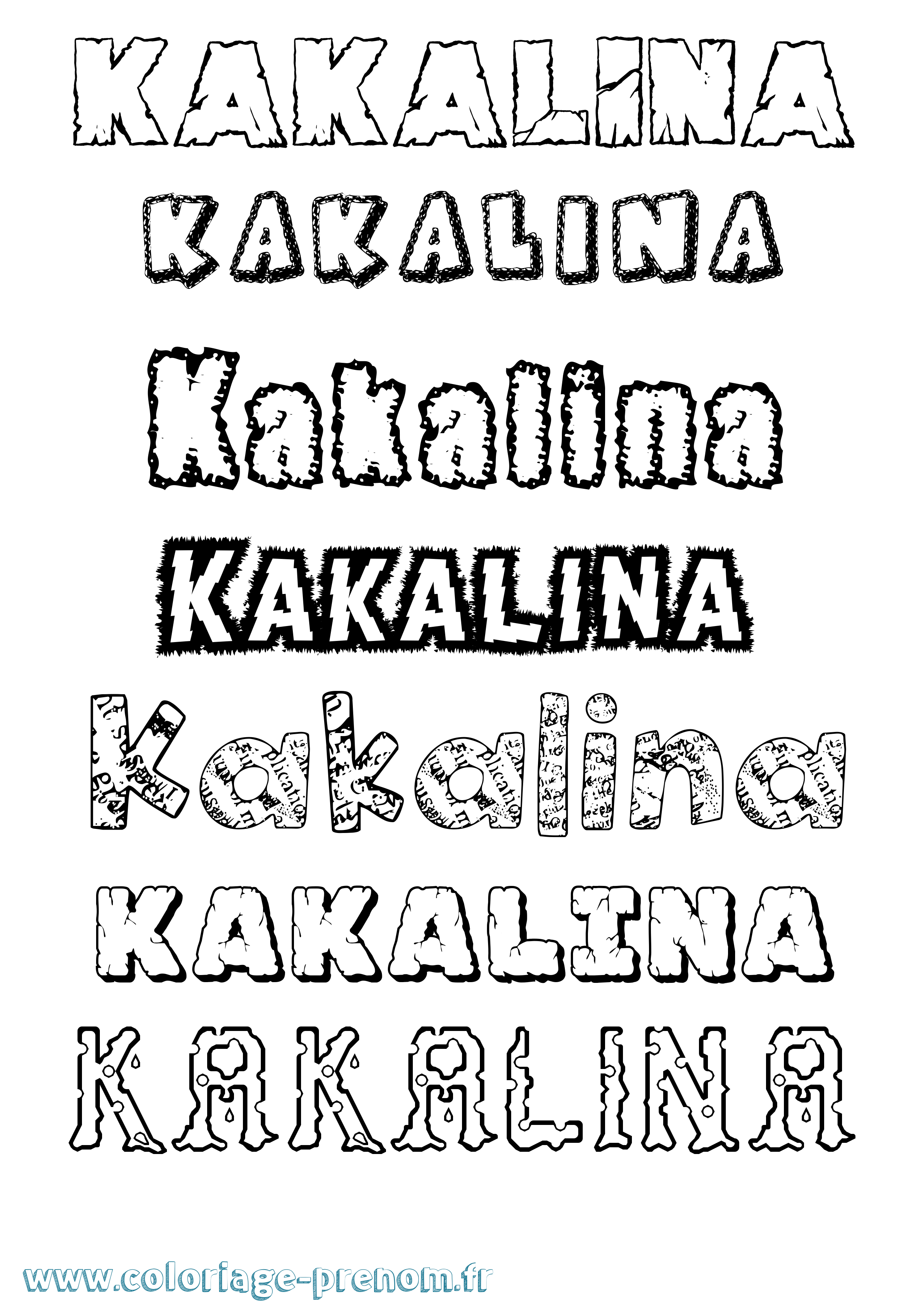 Coloriage Kakalina Destructuré Coloriage prénom Kakalina Destructuré
