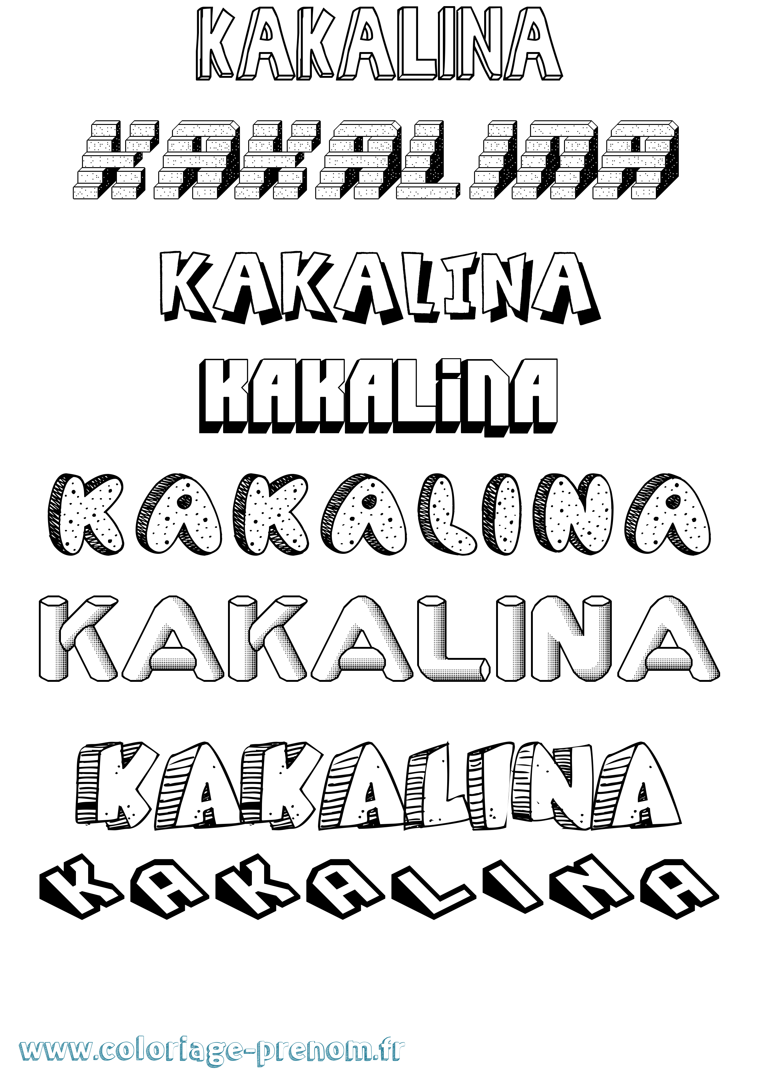 Coloriage Kakalina Effet 3D Coloriage prénom Kakalina Effet 3D