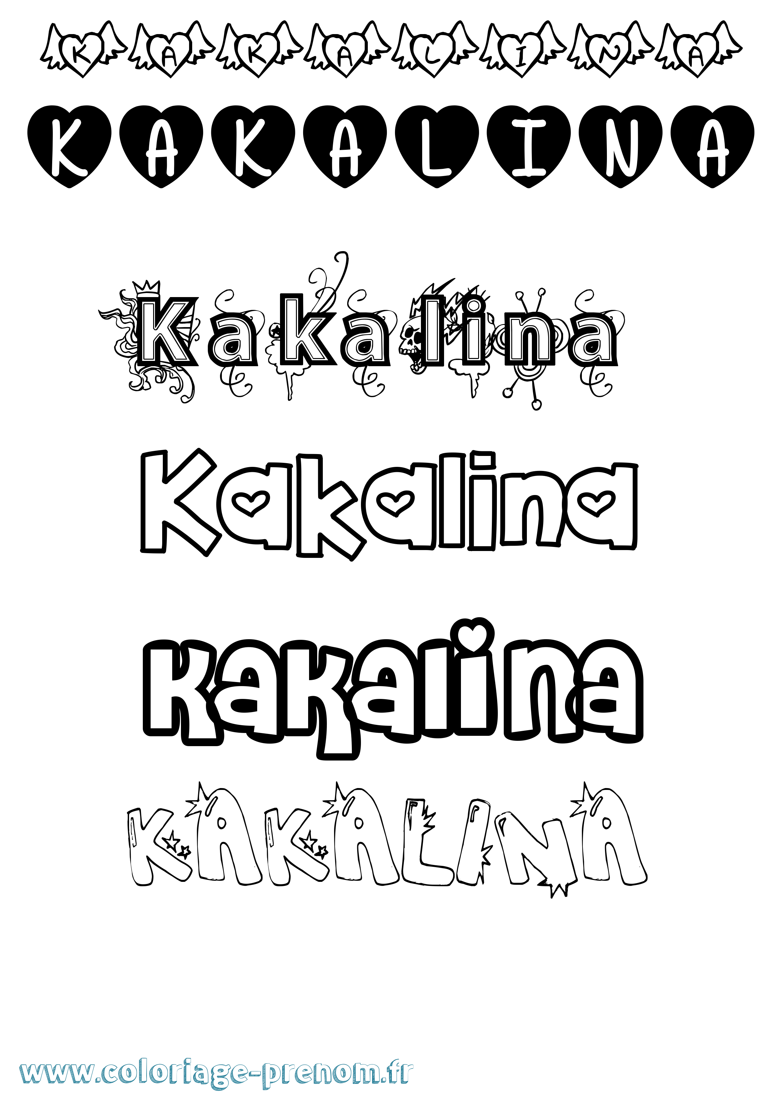 Coloriage Kakalina Girly Coloriage prénom Kakalina Girly