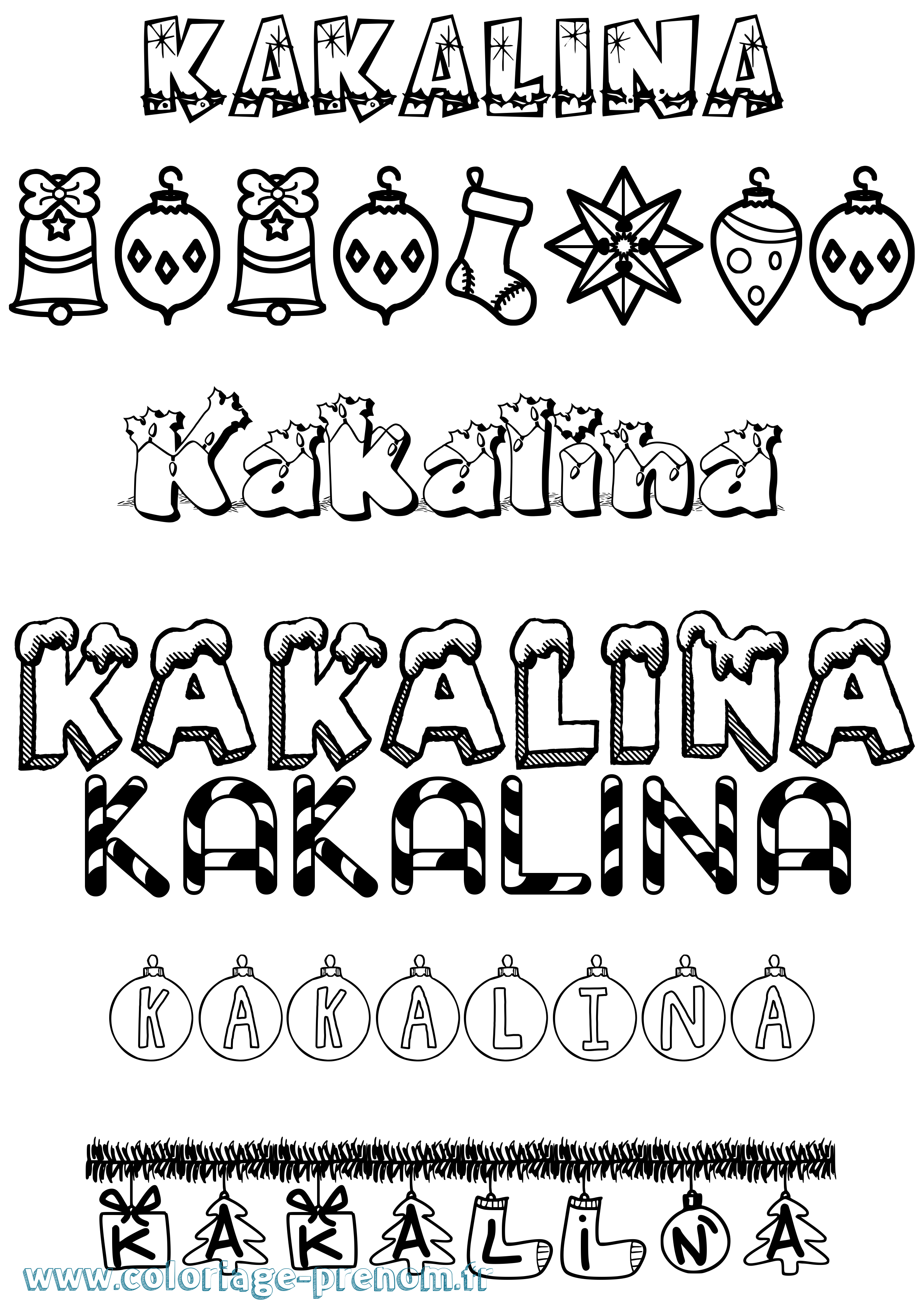 Coloriage Kakalina Noël Coloriage prénom Kakalina Noël