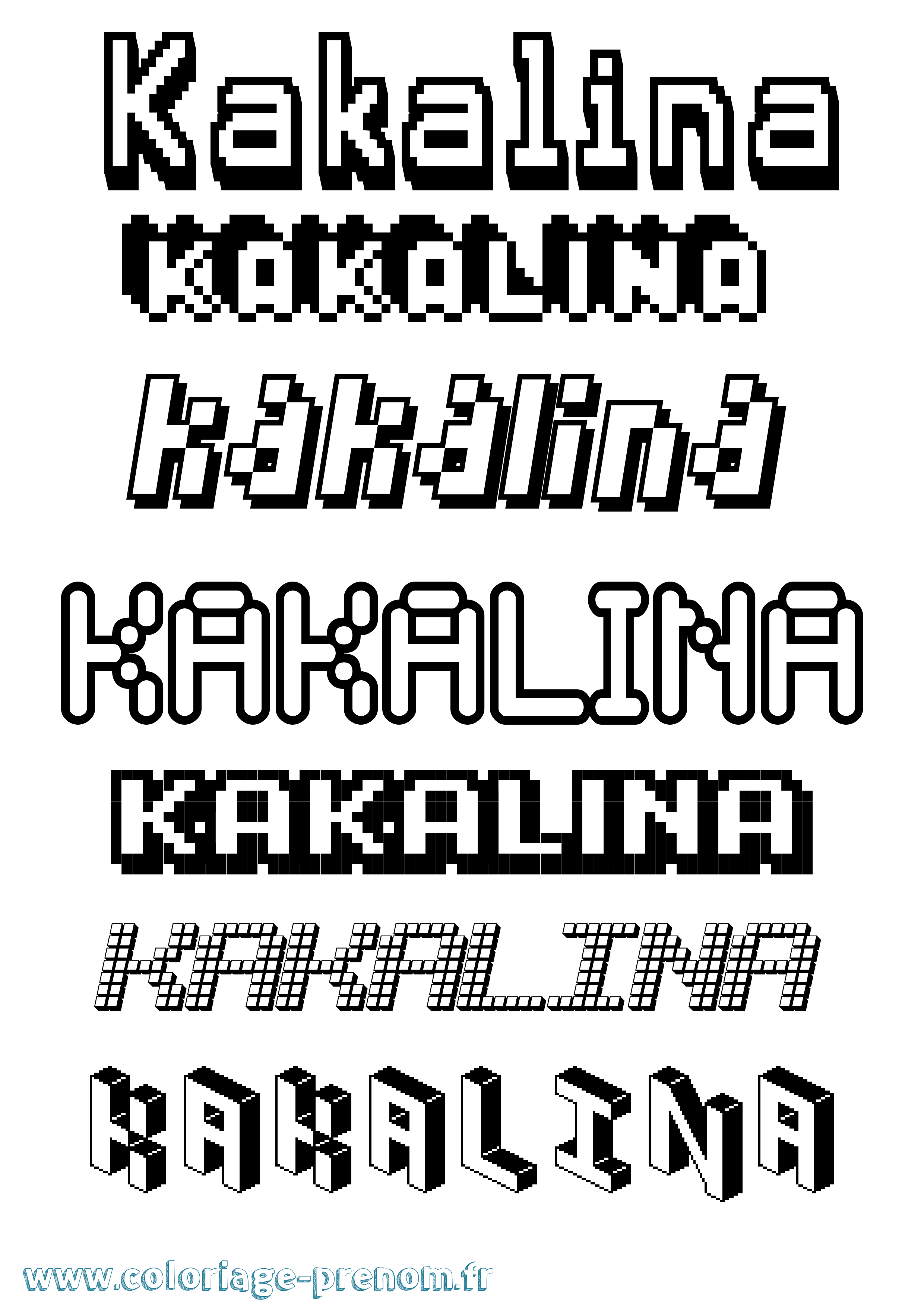 Coloriage Kakalina Pixel Coloriage prénom Kakalina Pixel