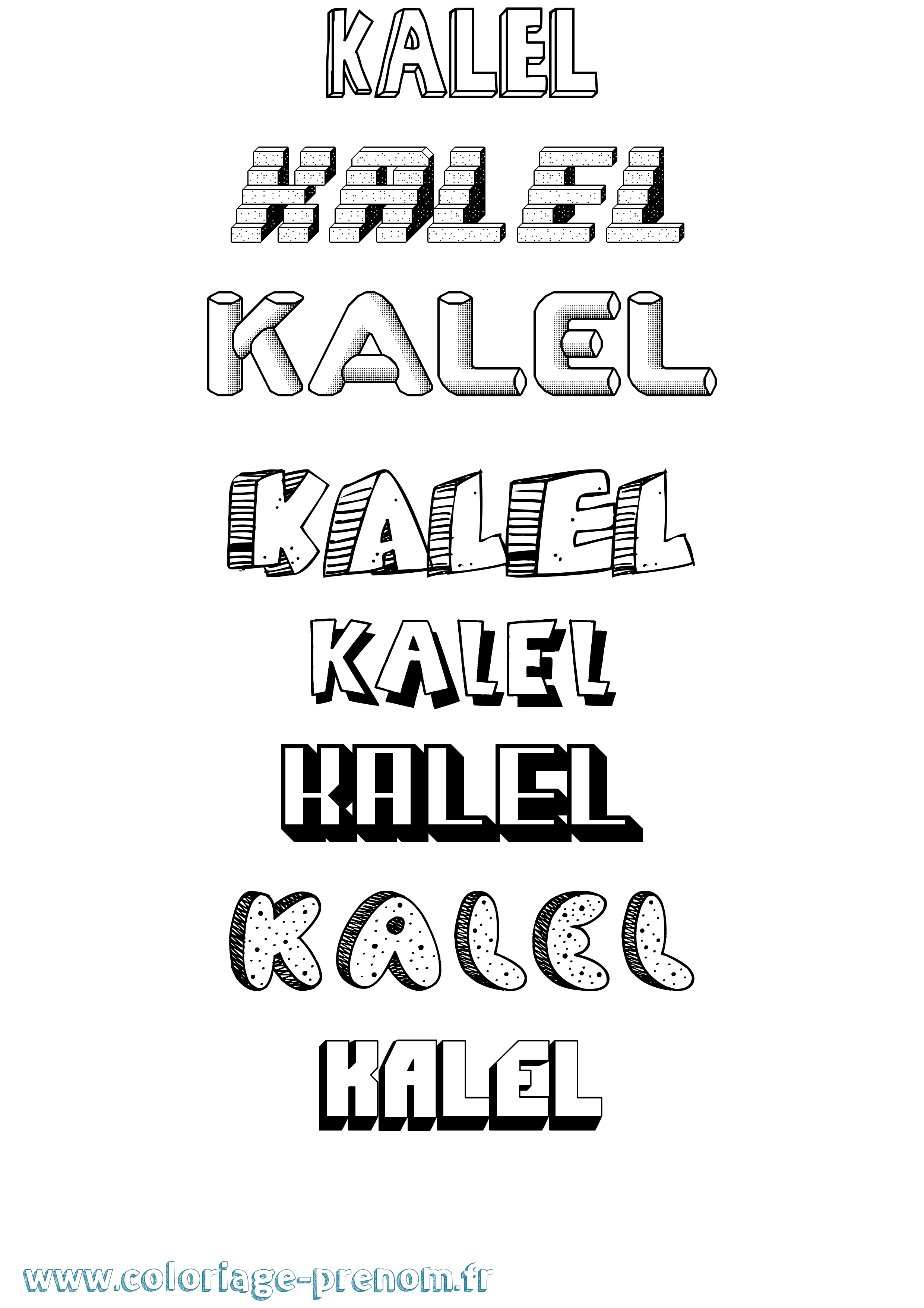 Coloriage Kalel Effet 3D Coloriage prénom Kalel Effet 3D