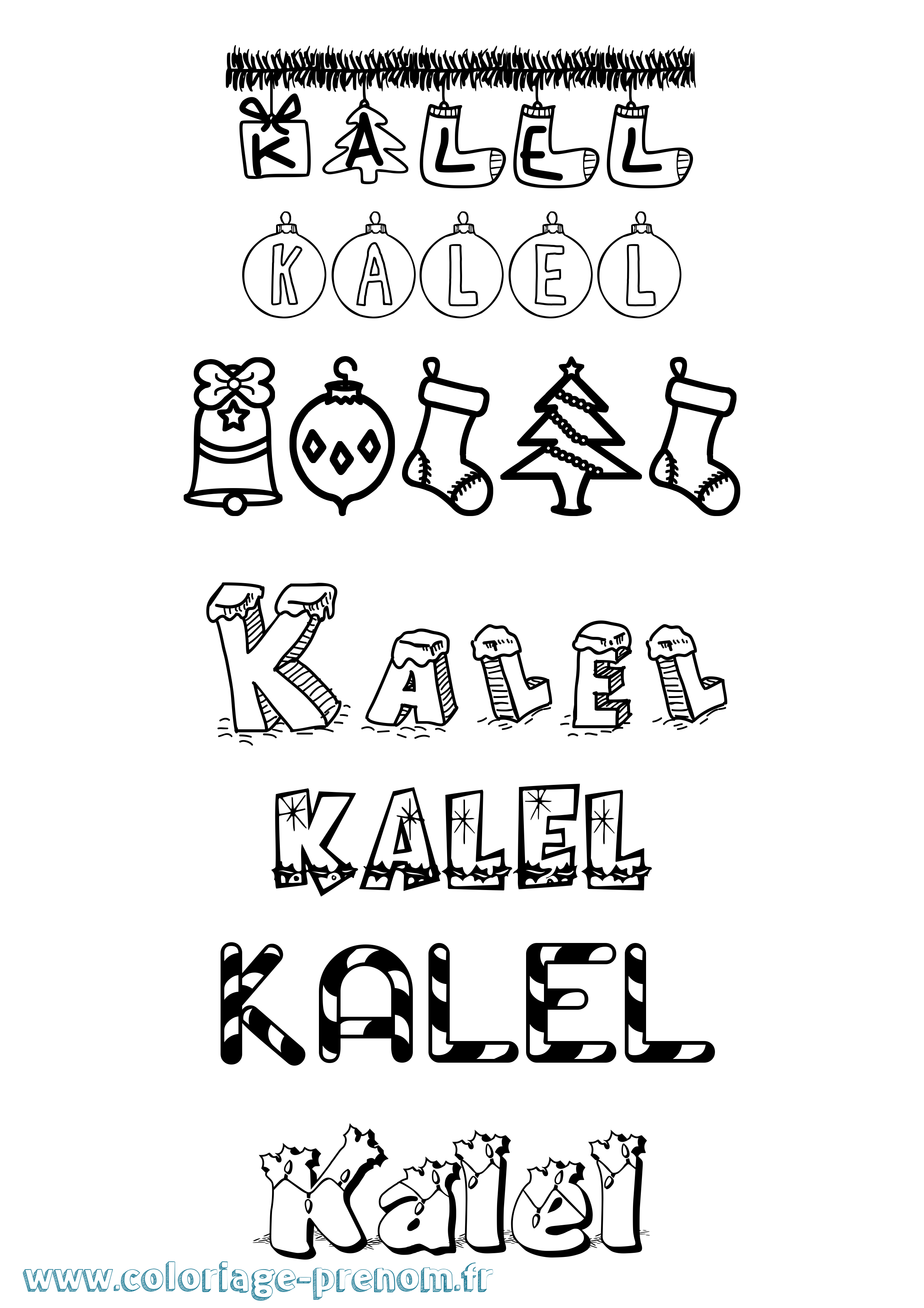 Coloriage Kalel Noël Coloriage prénom Kalel Noël