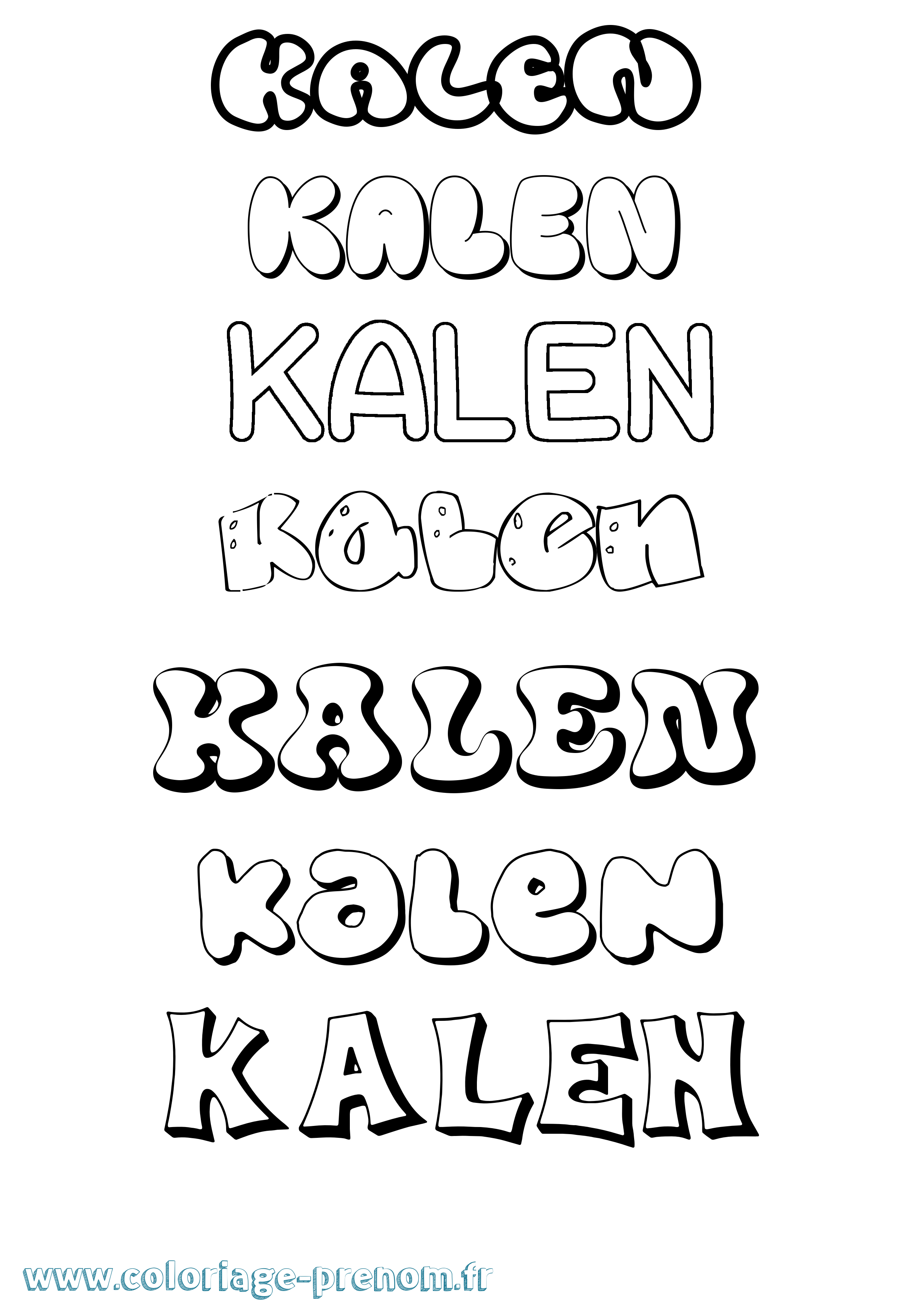 Coloriage Kalen Bubble Coloriage prénom Kalen Bubble