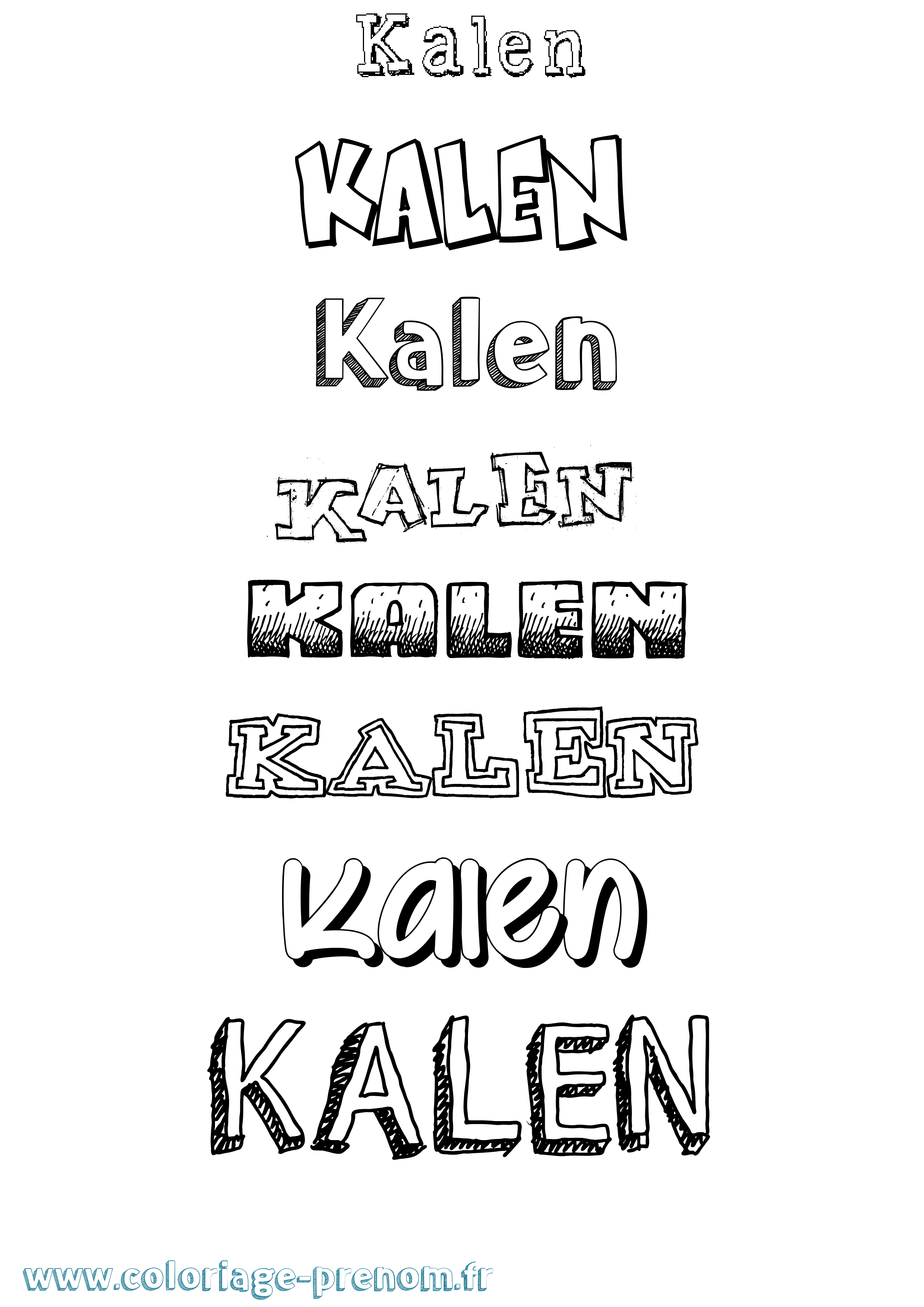Coloriage Kalen Dessiné Coloriage prénom Kalen Dessiné