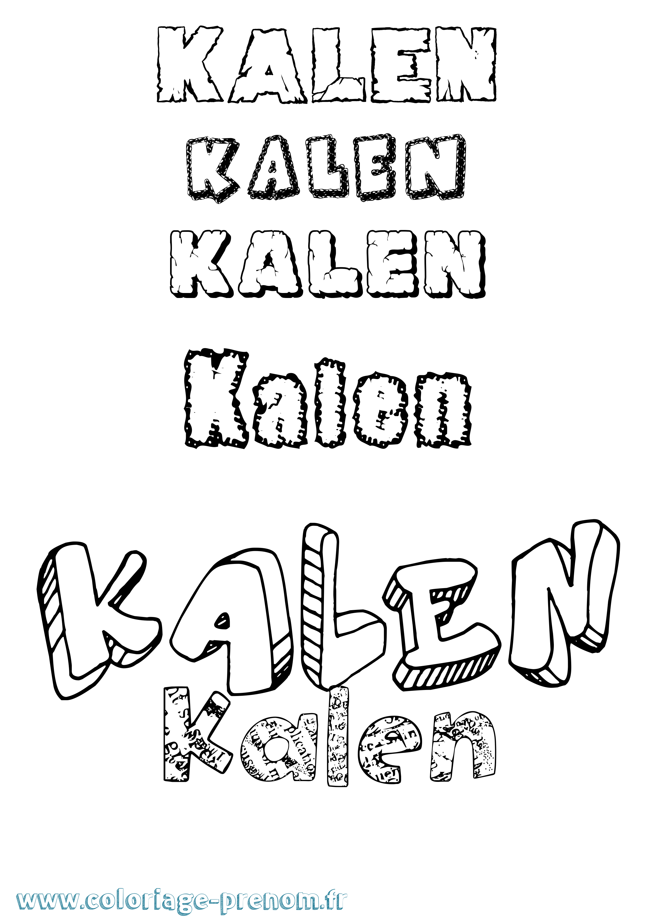 Coloriage Kalen Destructuré Coloriage prénom Kalen Destructuré
