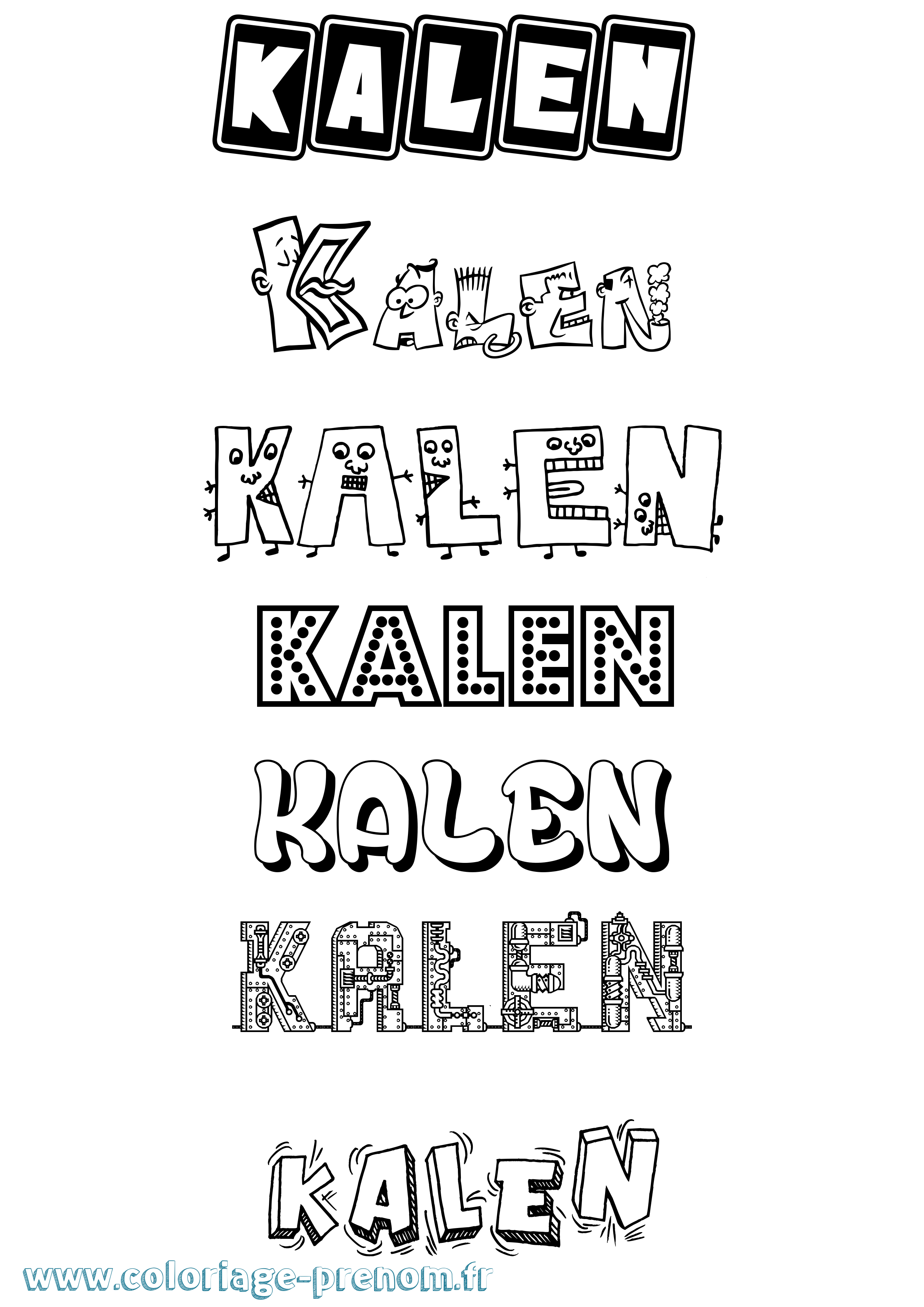Coloriage Kalen Fun Coloriage prénom Kalen Fun