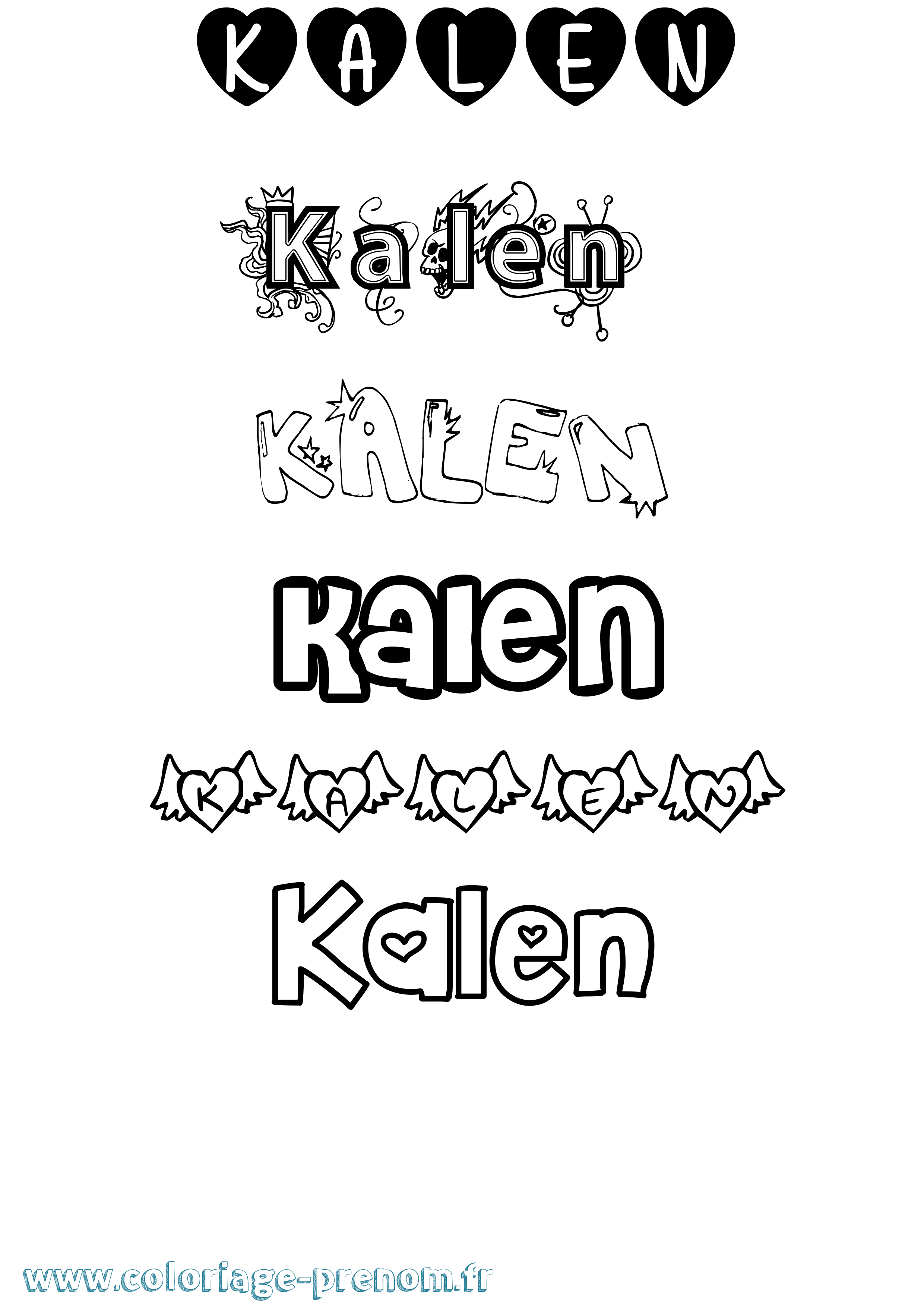 Coloriage Kalen Girly Coloriage prénom Kalen Girly