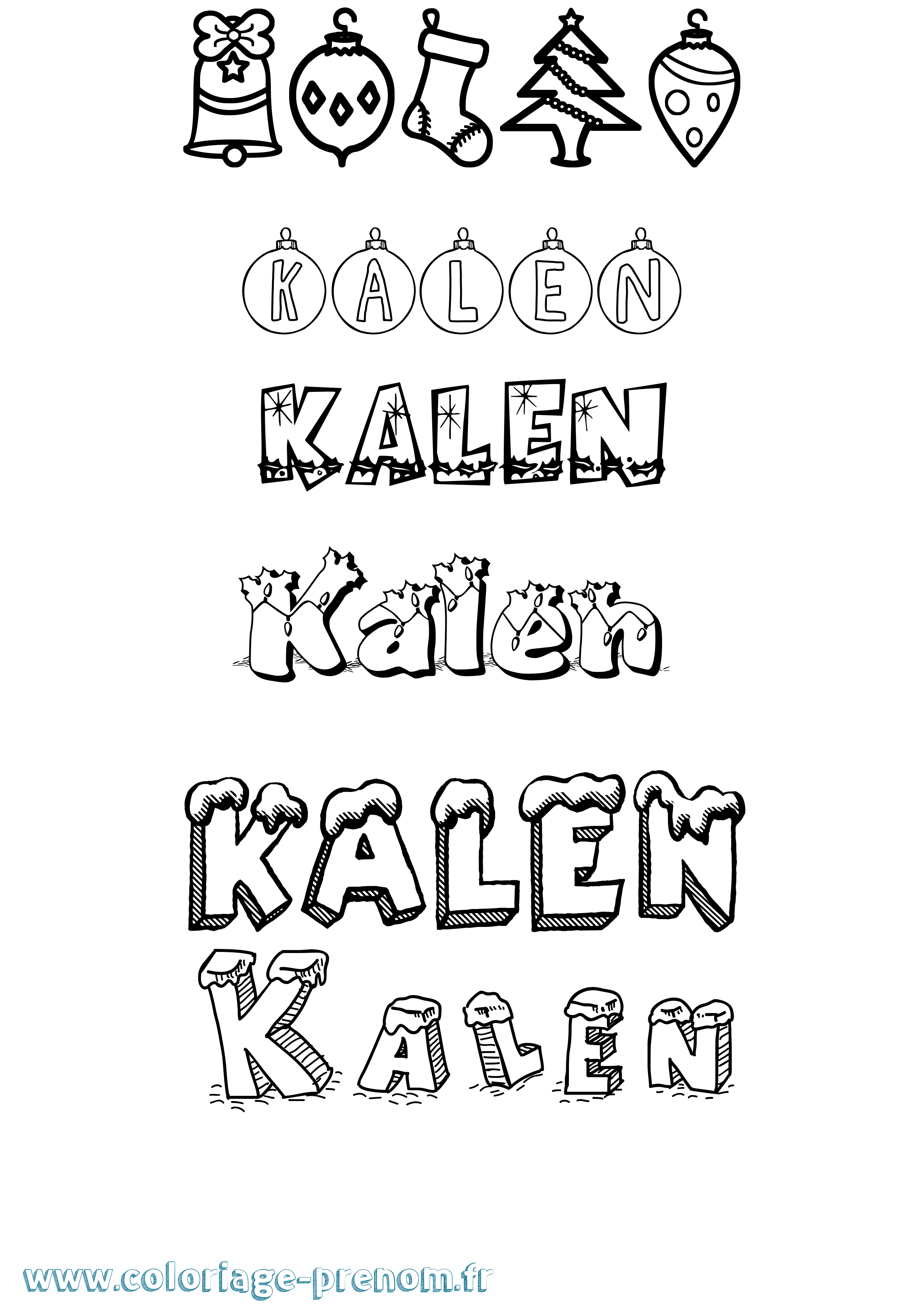 Coloriage Kalen Noël Coloriage prénom Kalen Noël