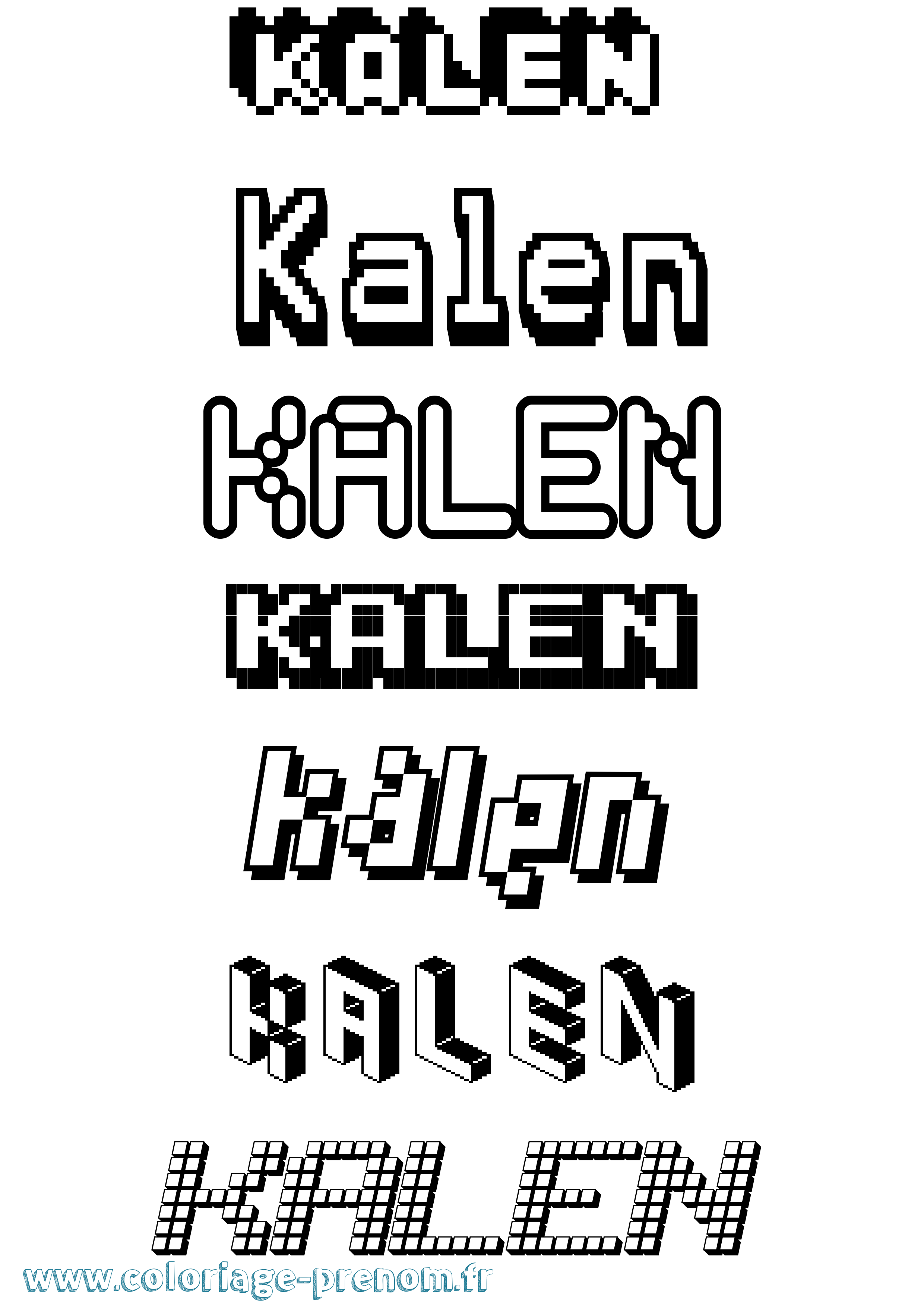 Coloriage Kalen Pixel Coloriage prénom Kalen Pixel