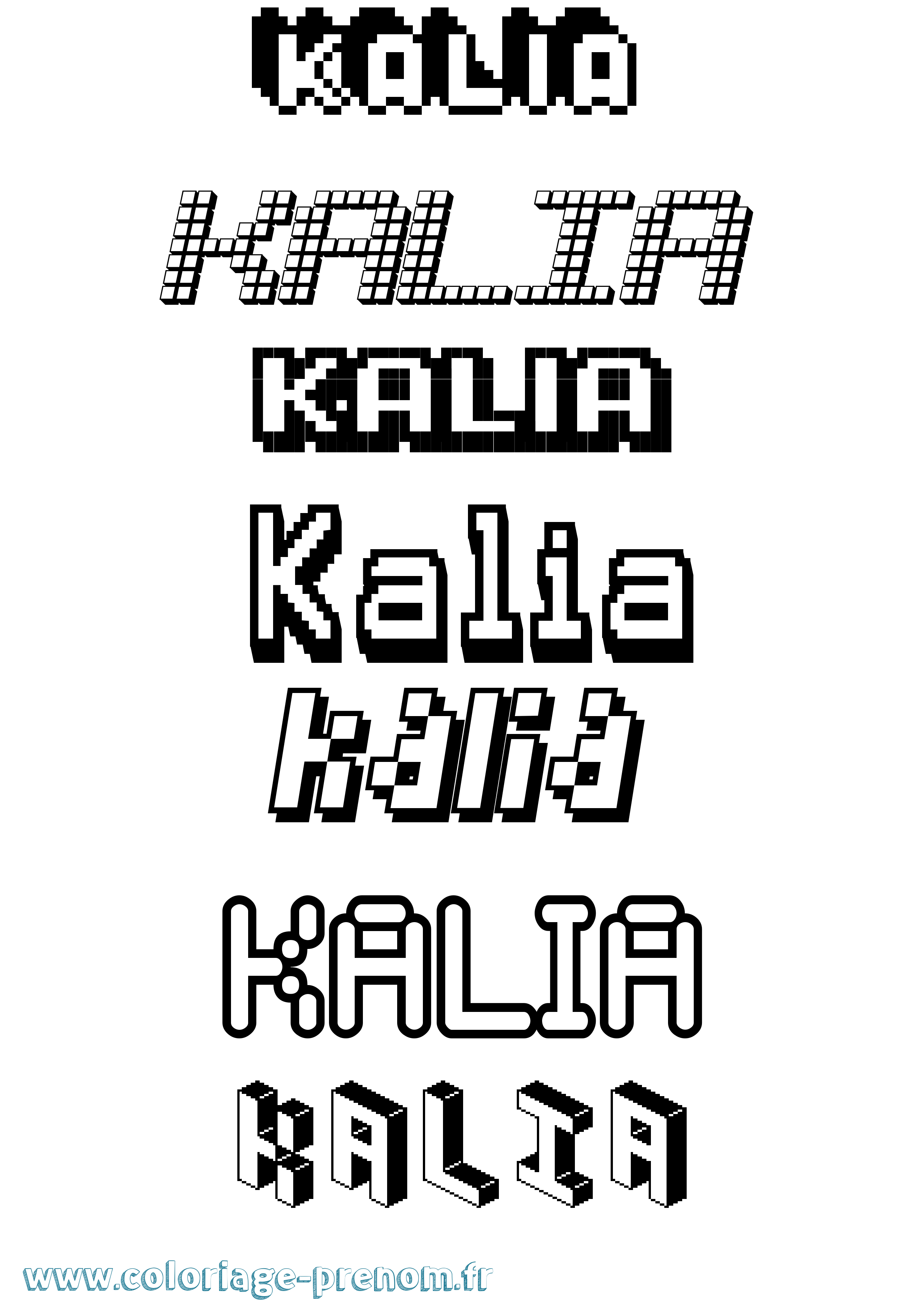 Coloriage Kalia Pixel Coloriage prénom Kalia Pixel