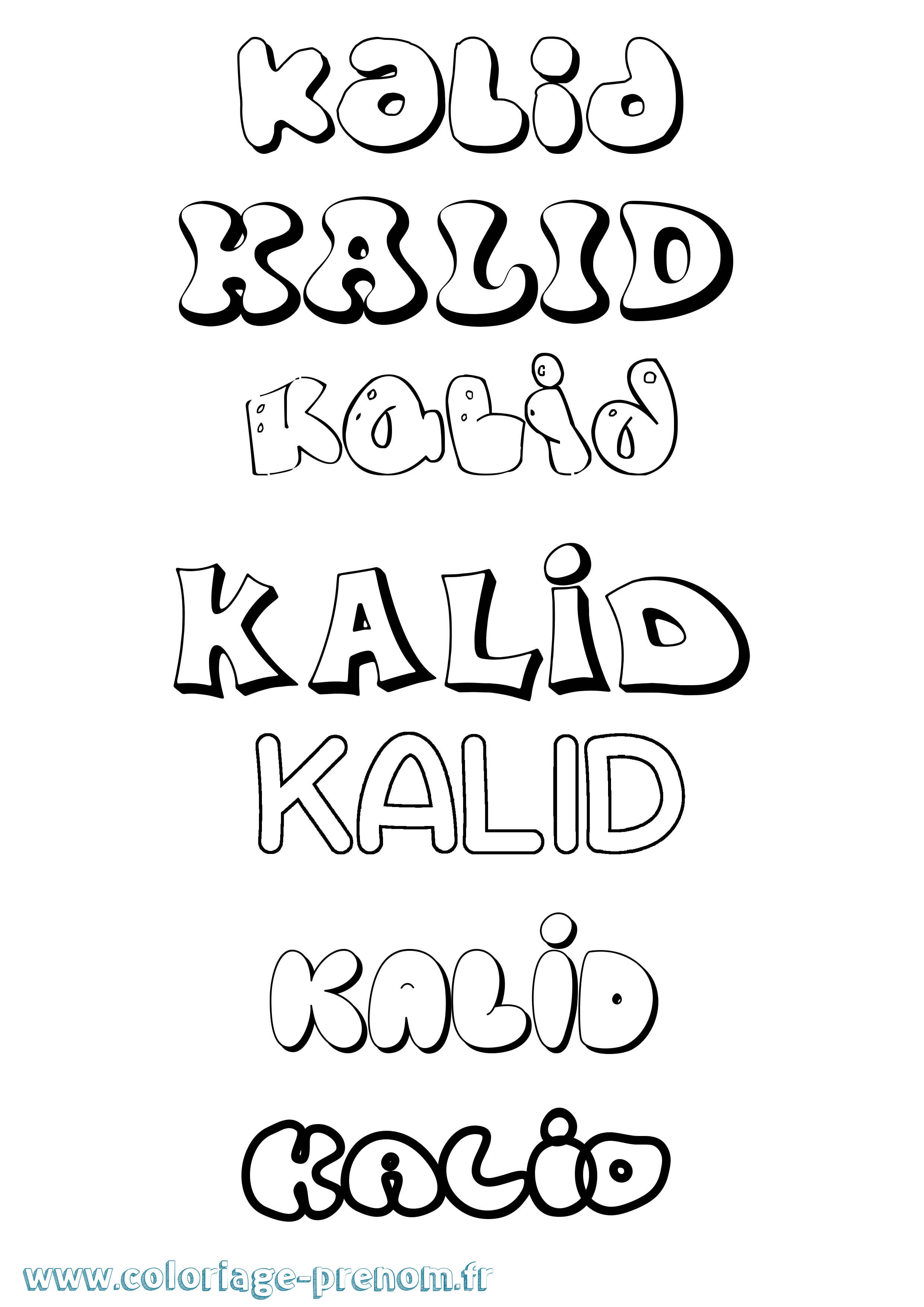Coloriage Kalid Bubble Coloriage prénom Kalid Bubble