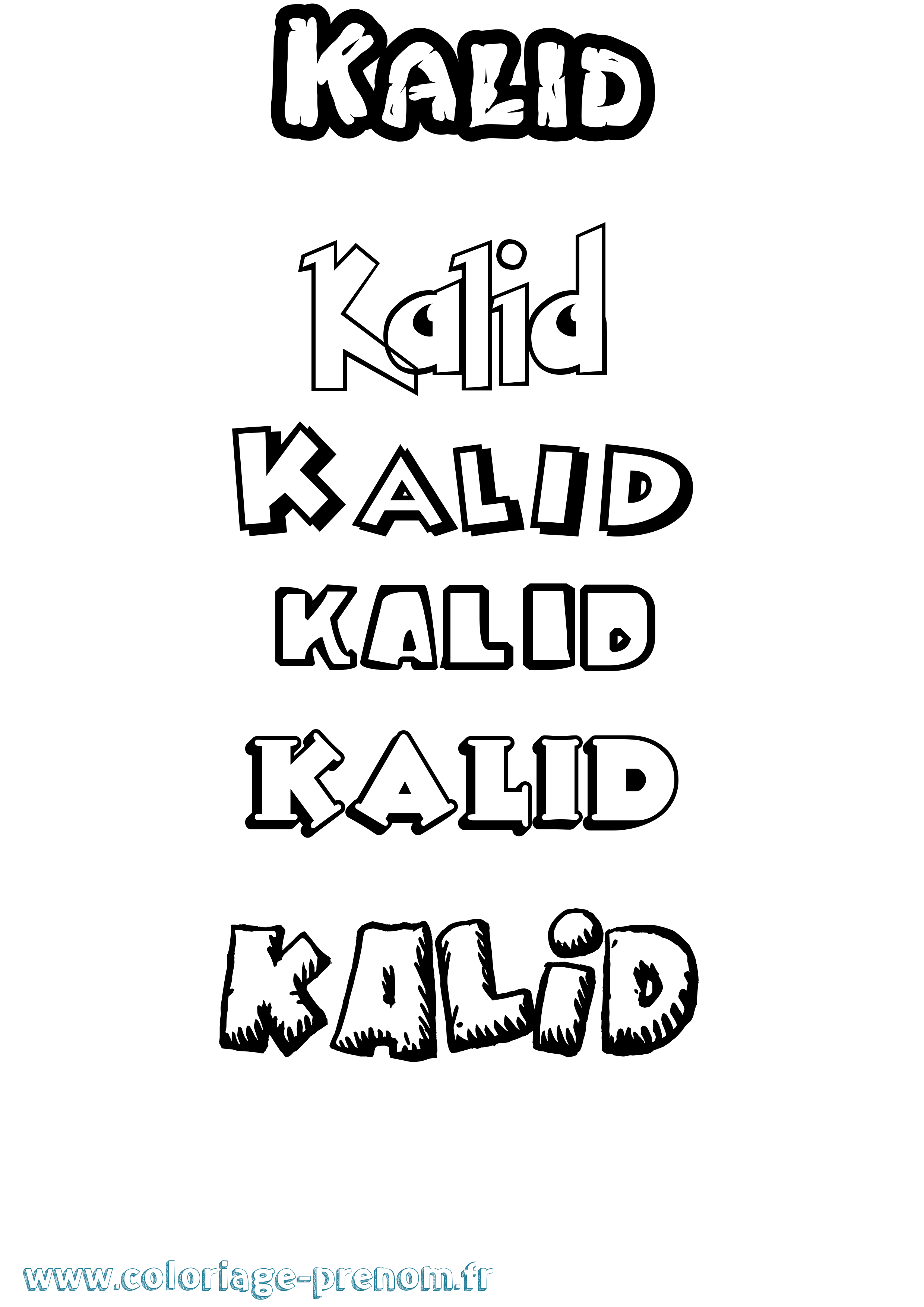 Coloriage Kalid Dessin Animé Coloriage prénom Kalid Dessin Animé