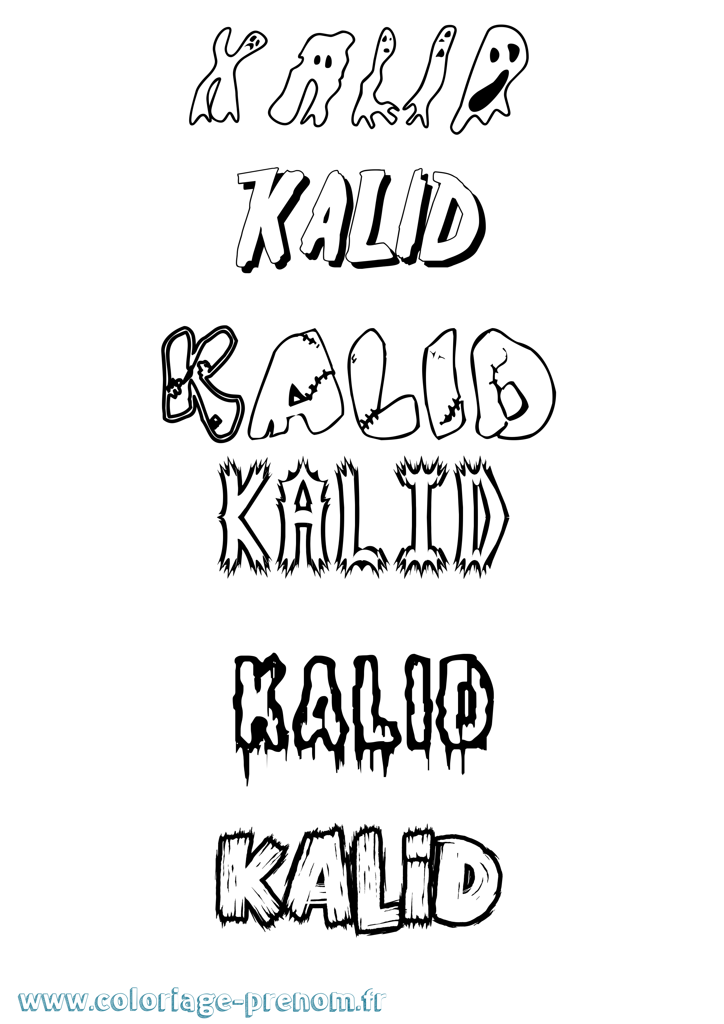 Coloriage Kalid Frisson Coloriage prénom Kalid Frisson