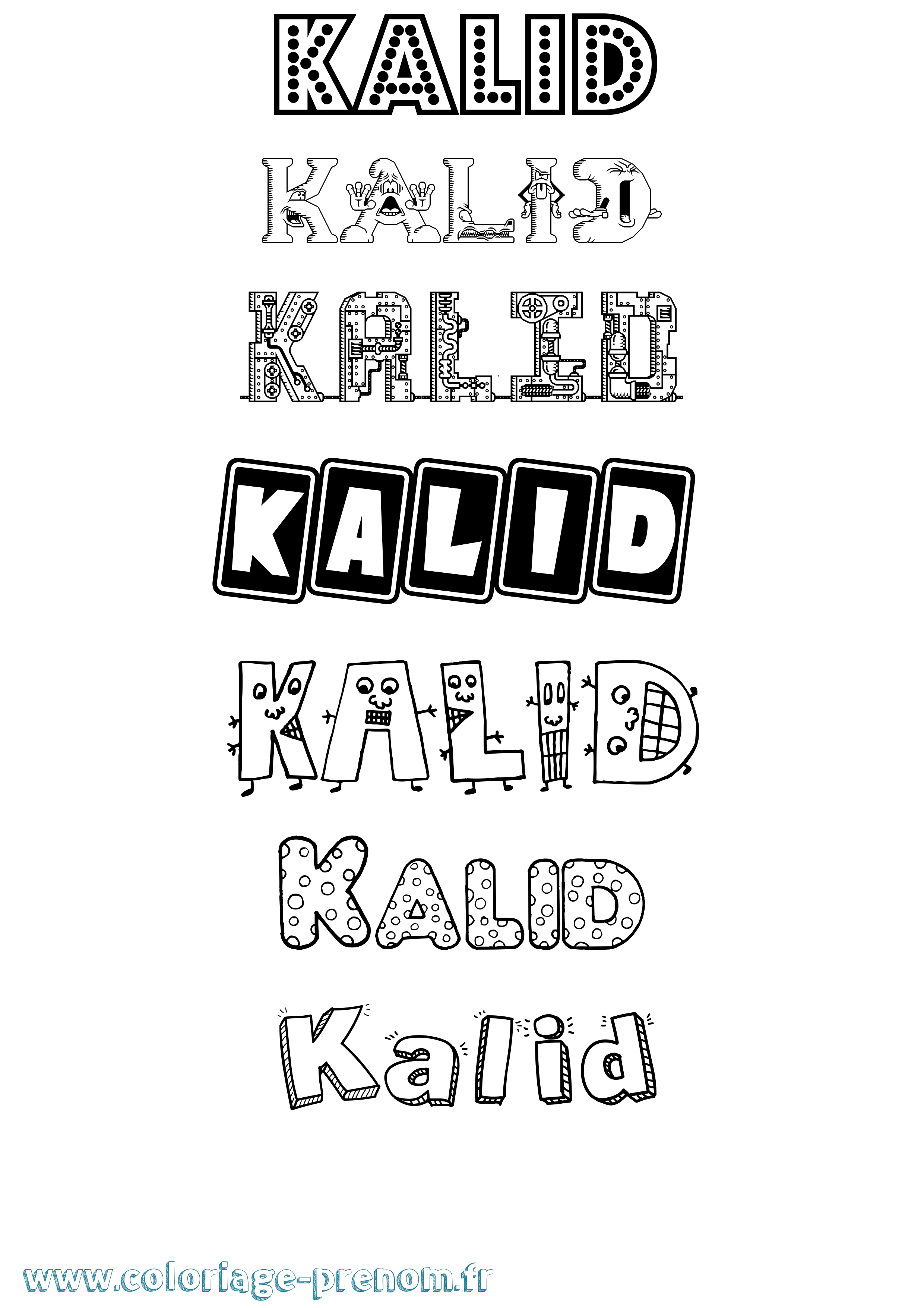 Coloriage Kalid Fun Coloriage prénom Kalid Fun