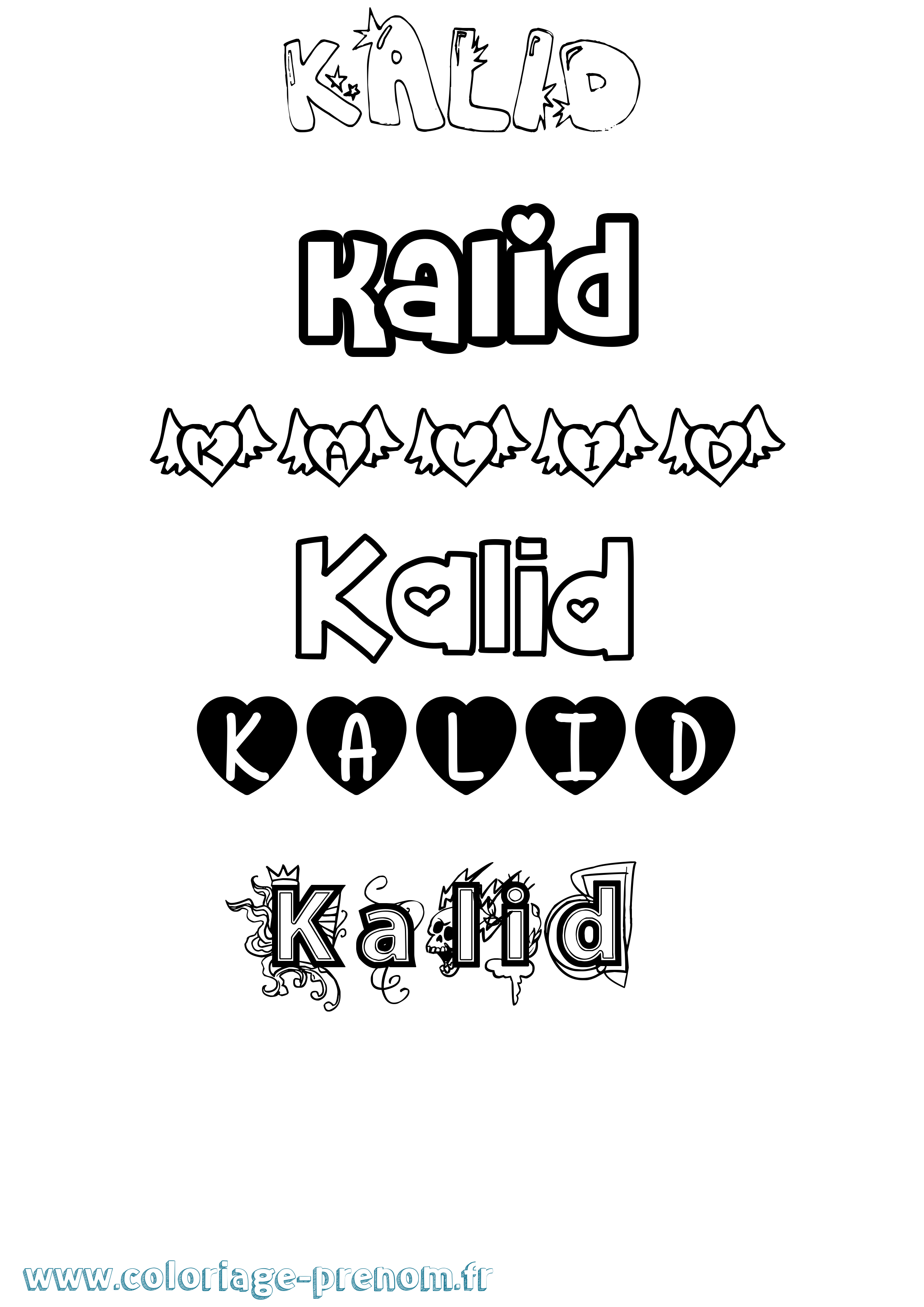 Coloriage Kalid Girly Coloriage prénom Kalid Girly