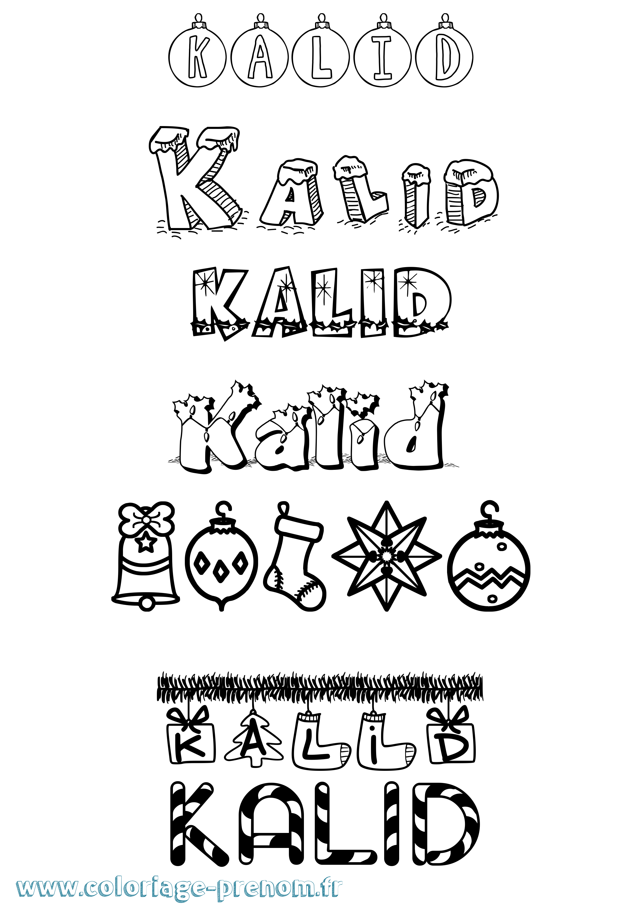 Coloriage Kalid Noël Coloriage prénom Kalid Noël