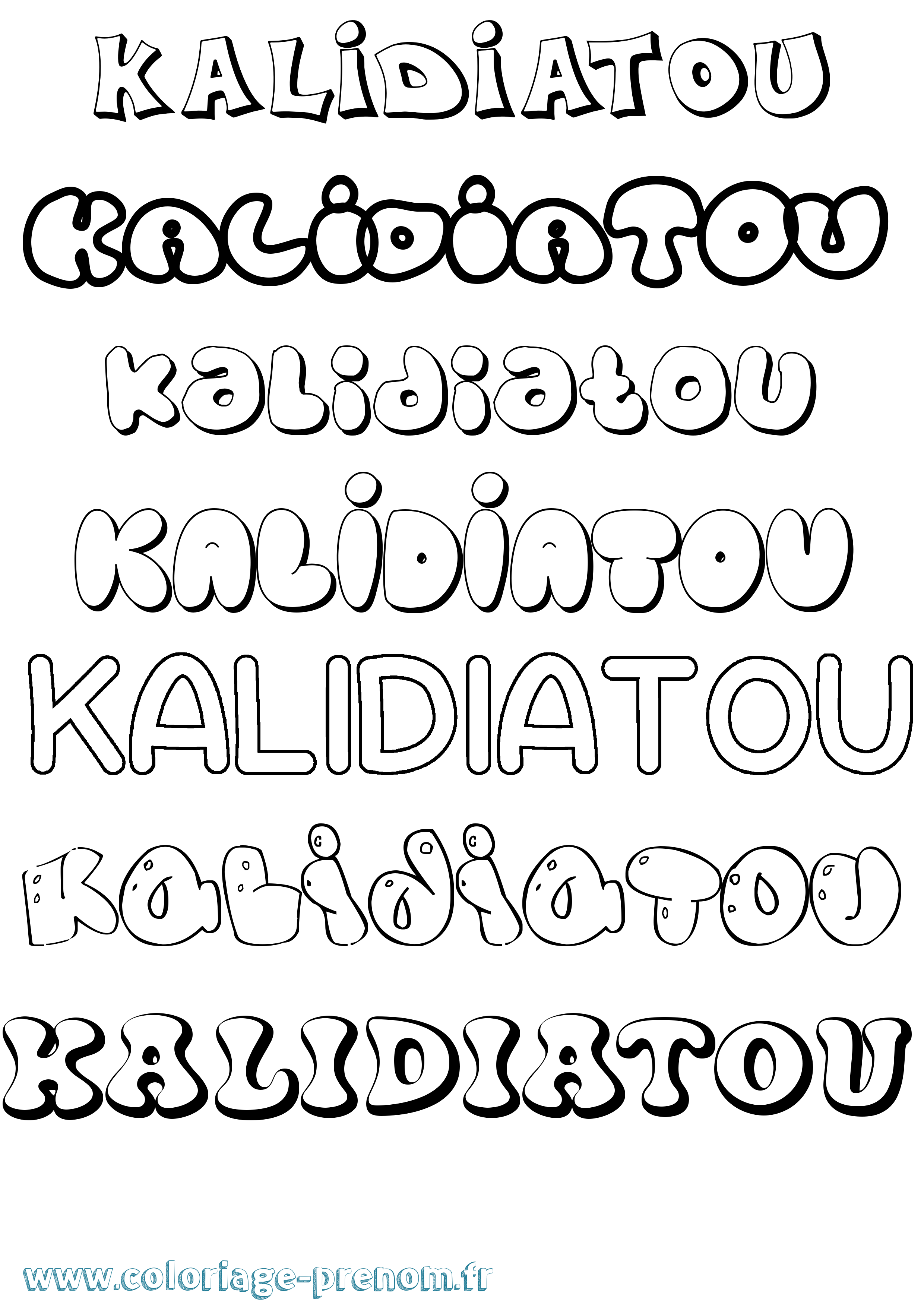 Coloriage Kalidiatou Bubble Coloriage prénom Kalidiatou Bubble