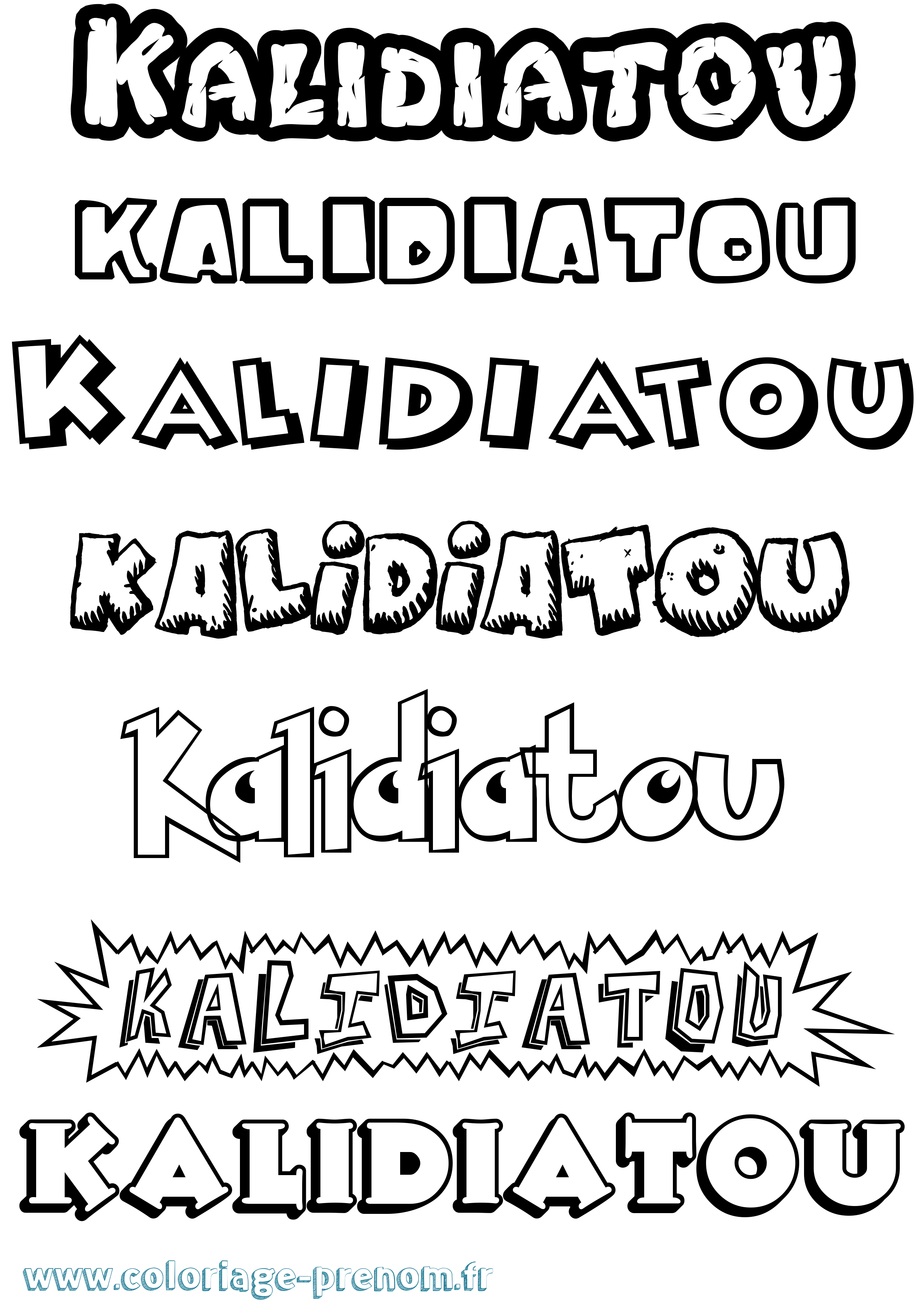 Coloriage Kalidiatou Dessin Animé Coloriage prénom Kalidiatou Dessin Animé