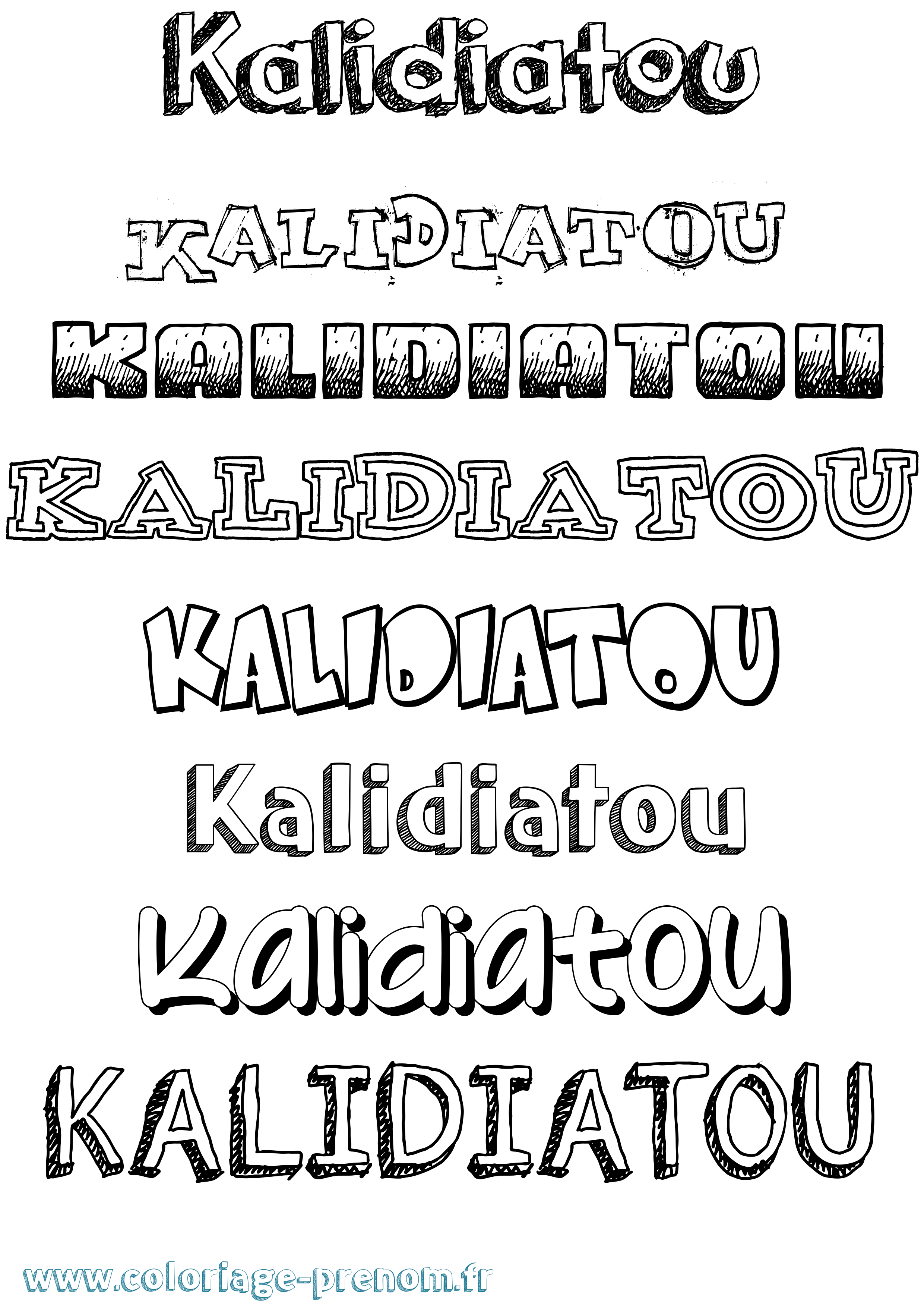 Coloriage Kalidiatou Dessiné Coloriage prénom Kalidiatou Dessiné