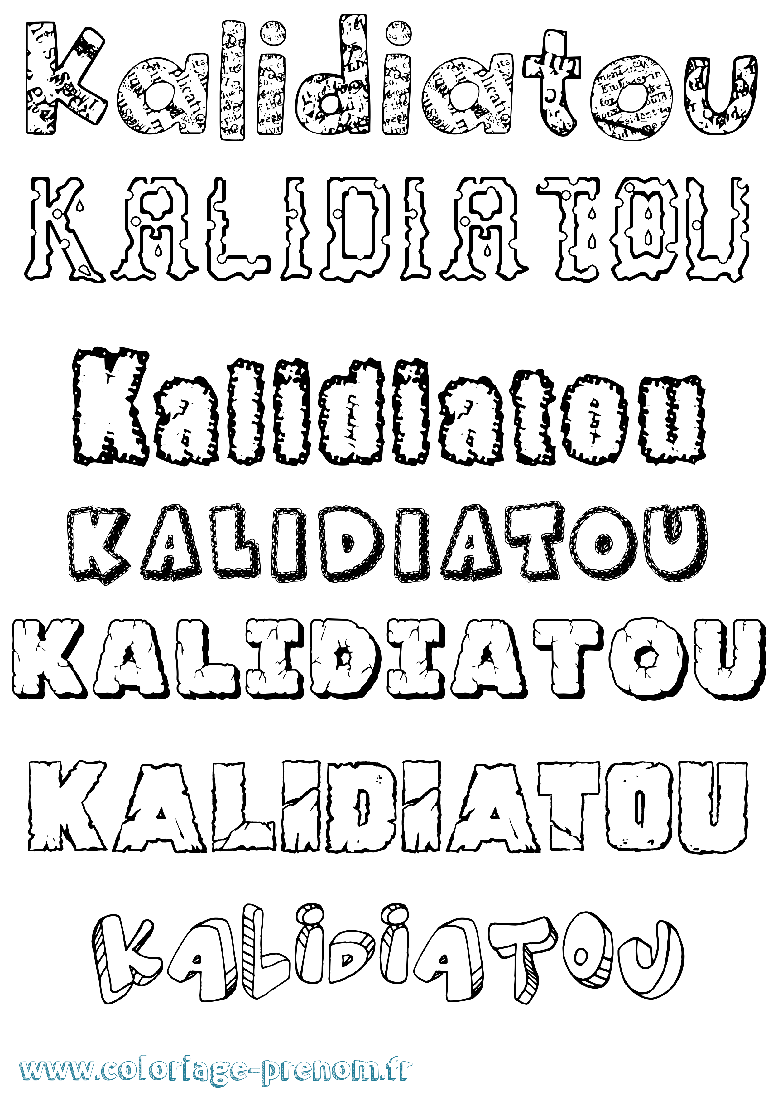 Coloriage Kalidiatou Destructuré Coloriage prénom Kalidiatou Destructuré