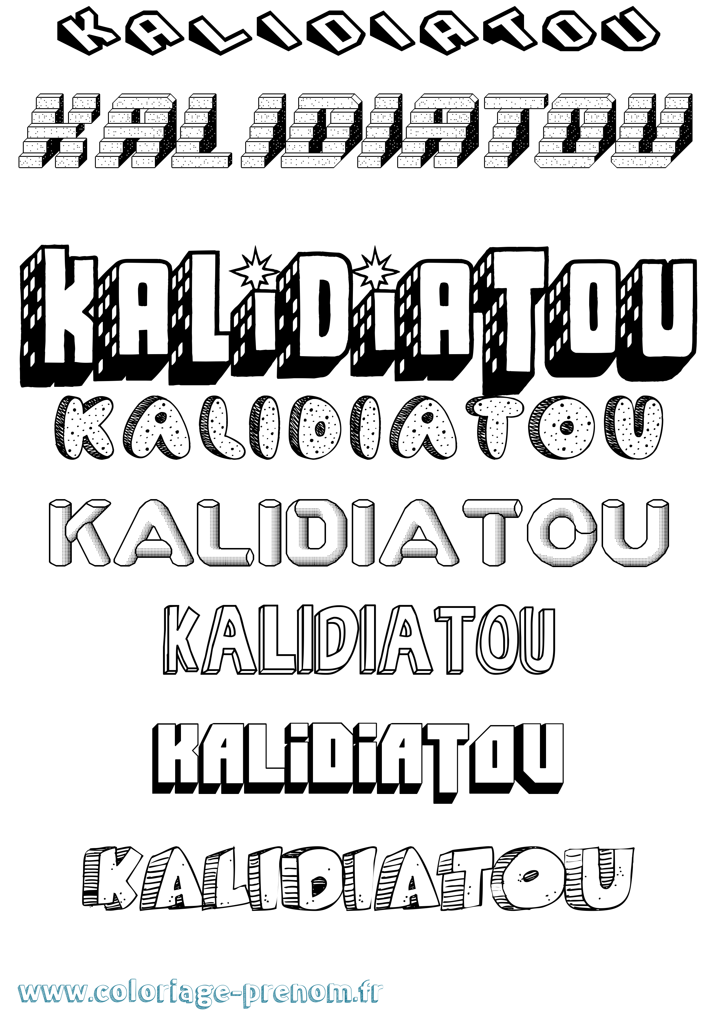 Coloriage Kalidiatou Effet 3D Coloriage prénom Kalidiatou Effet 3D