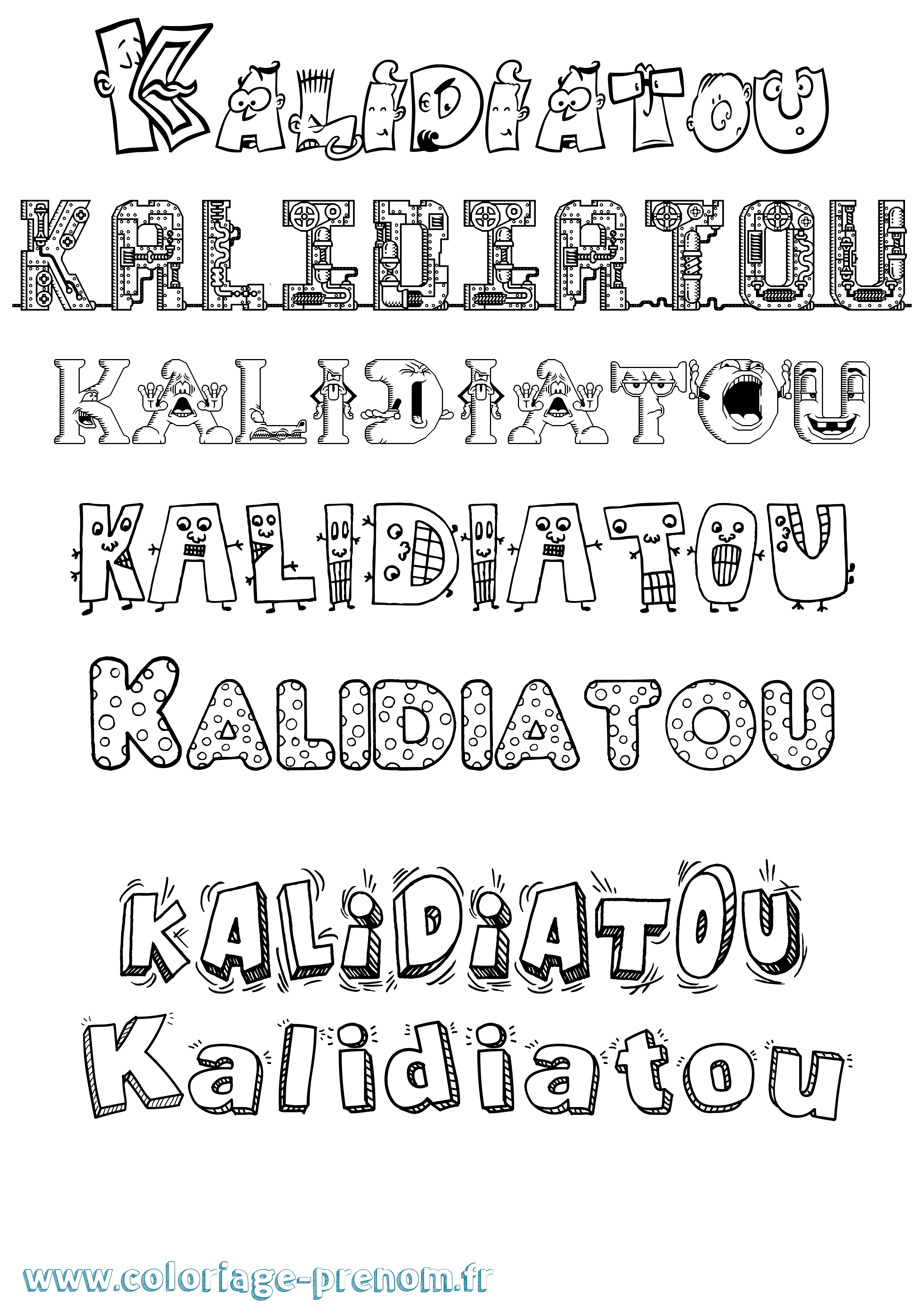 Coloriage Kalidiatou Fun Coloriage prénom Kalidiatou Fun