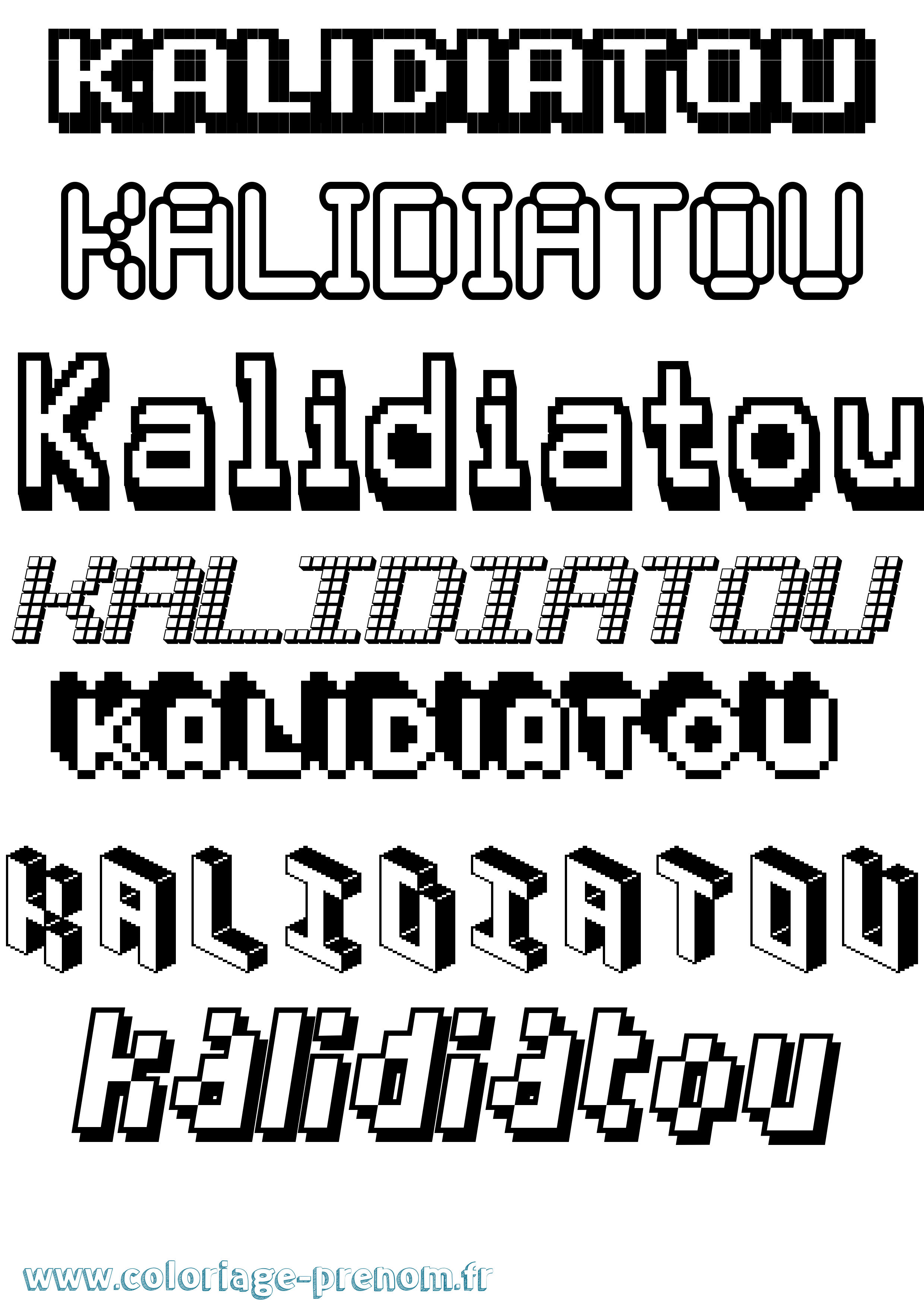 Coloriage Kalidiatou Pixel Coloriage prénom Kalidiatou Pixel