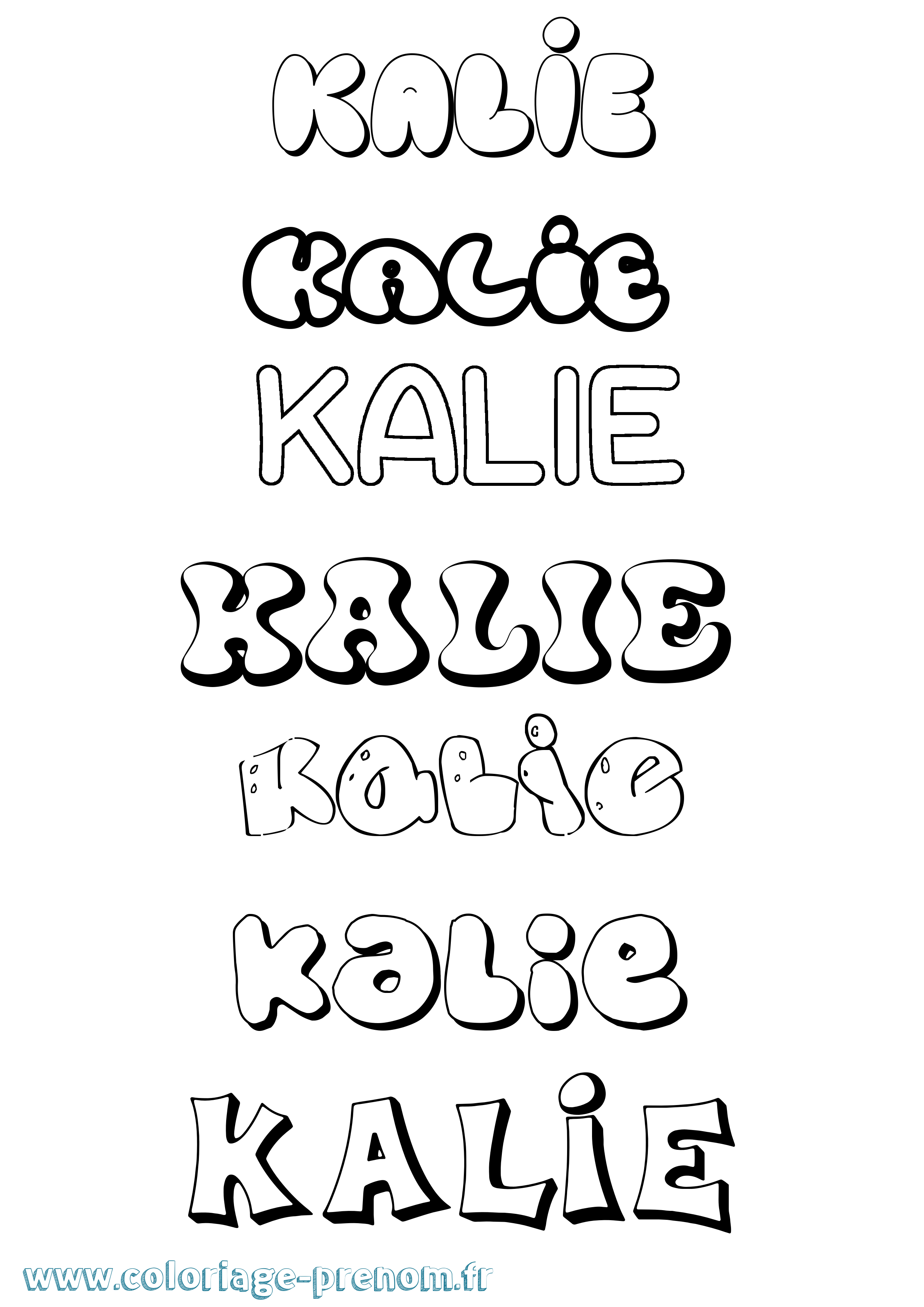 Coloriage Kalie Bubble Coloriage prénom Kalie Bubble