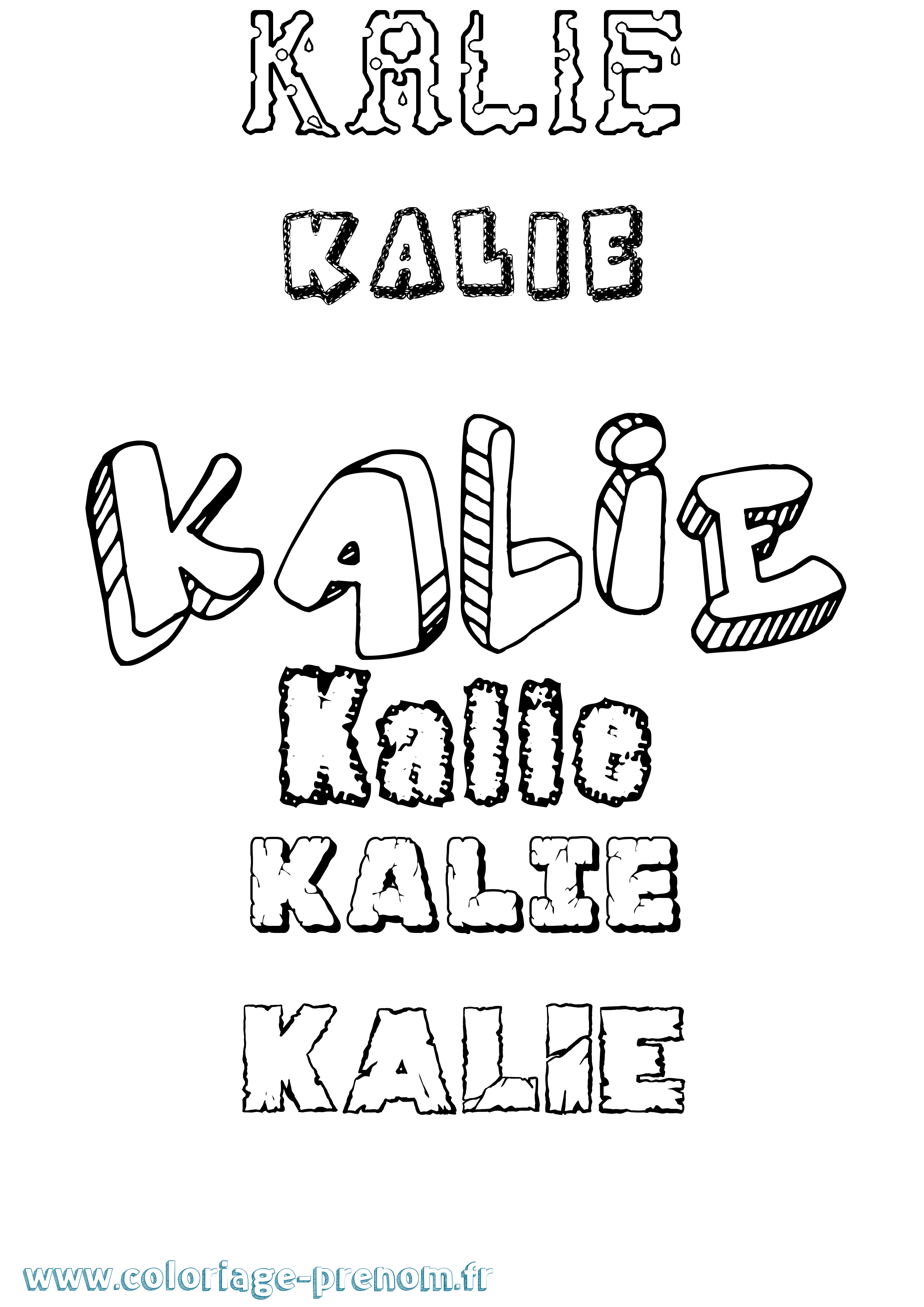 Coloriage Kalie Destructuré Coloriage prénom Kalie Destructuré