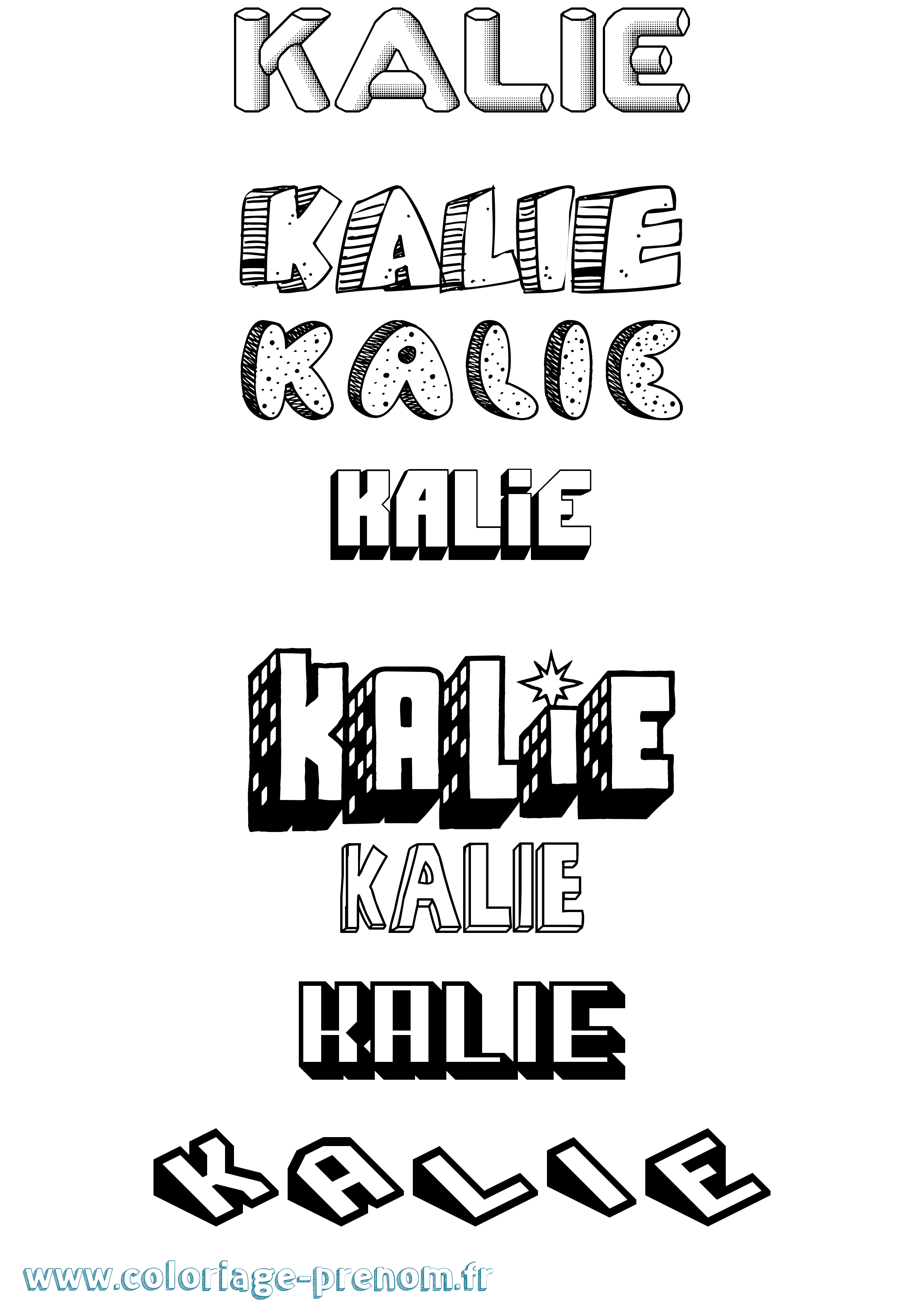 Coloriage Kalie Effet 3D Coloriage prénom Kalie Effet 3D