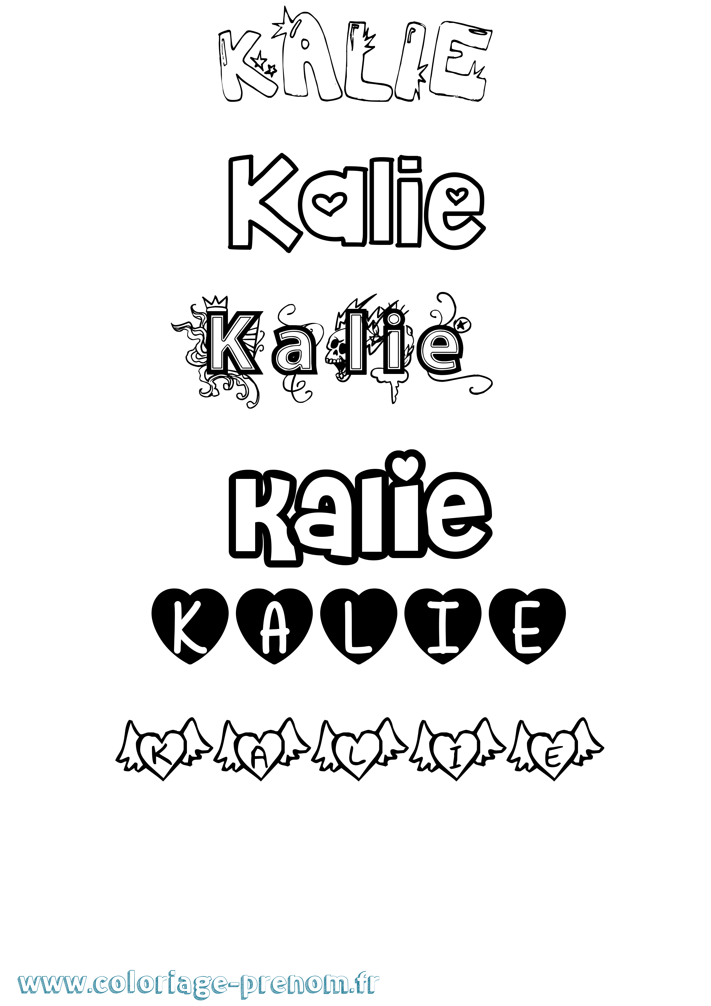 Coloriage Kalie Girly Coloriage prénom Kalie Girly