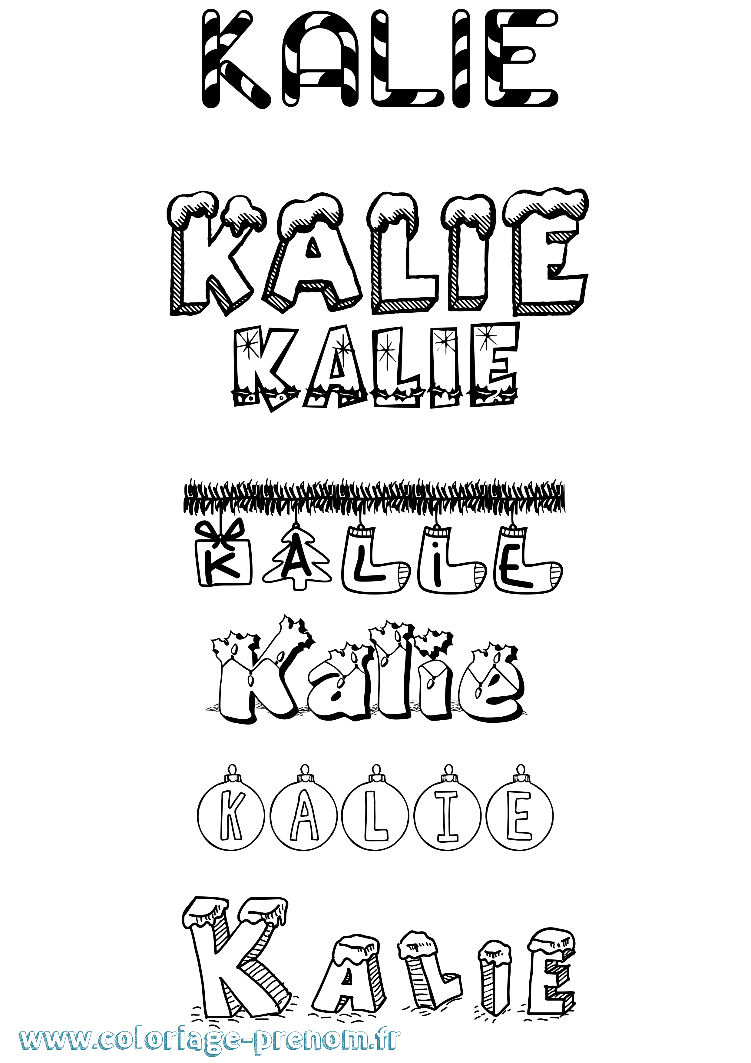 Coloriage Kalie Noël Coloriage prénom Kalie Noël