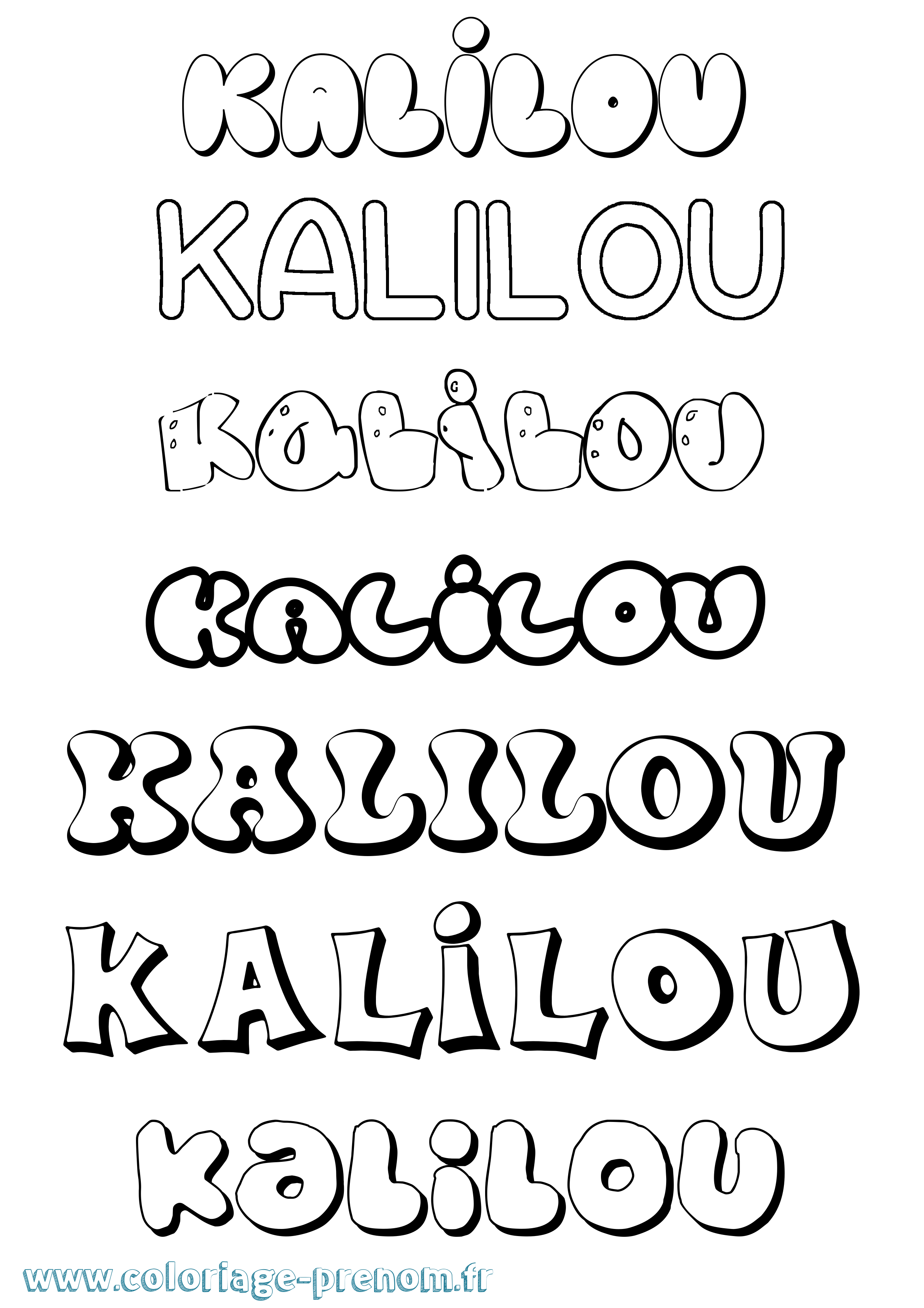 Coloriage Kalilou Bubble Coloriage prénom Kalilou Bubble