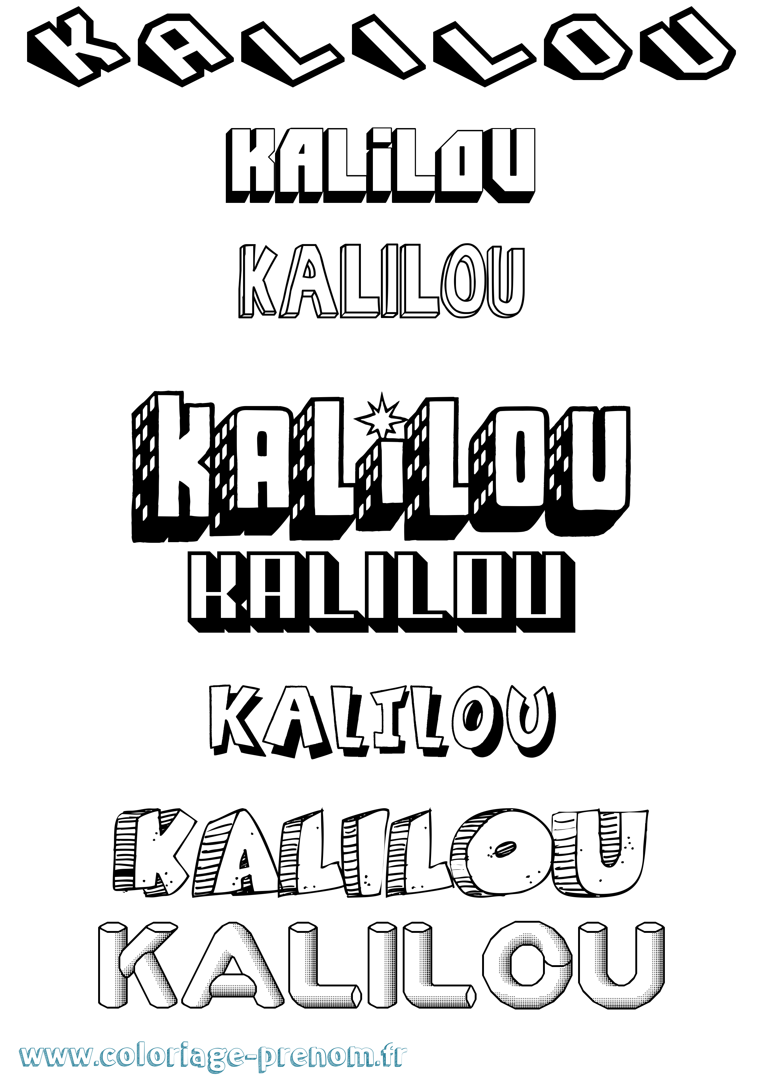 Coloriage Kalilou Effet 3D Coloriage prénom Kalilou Effet 3D