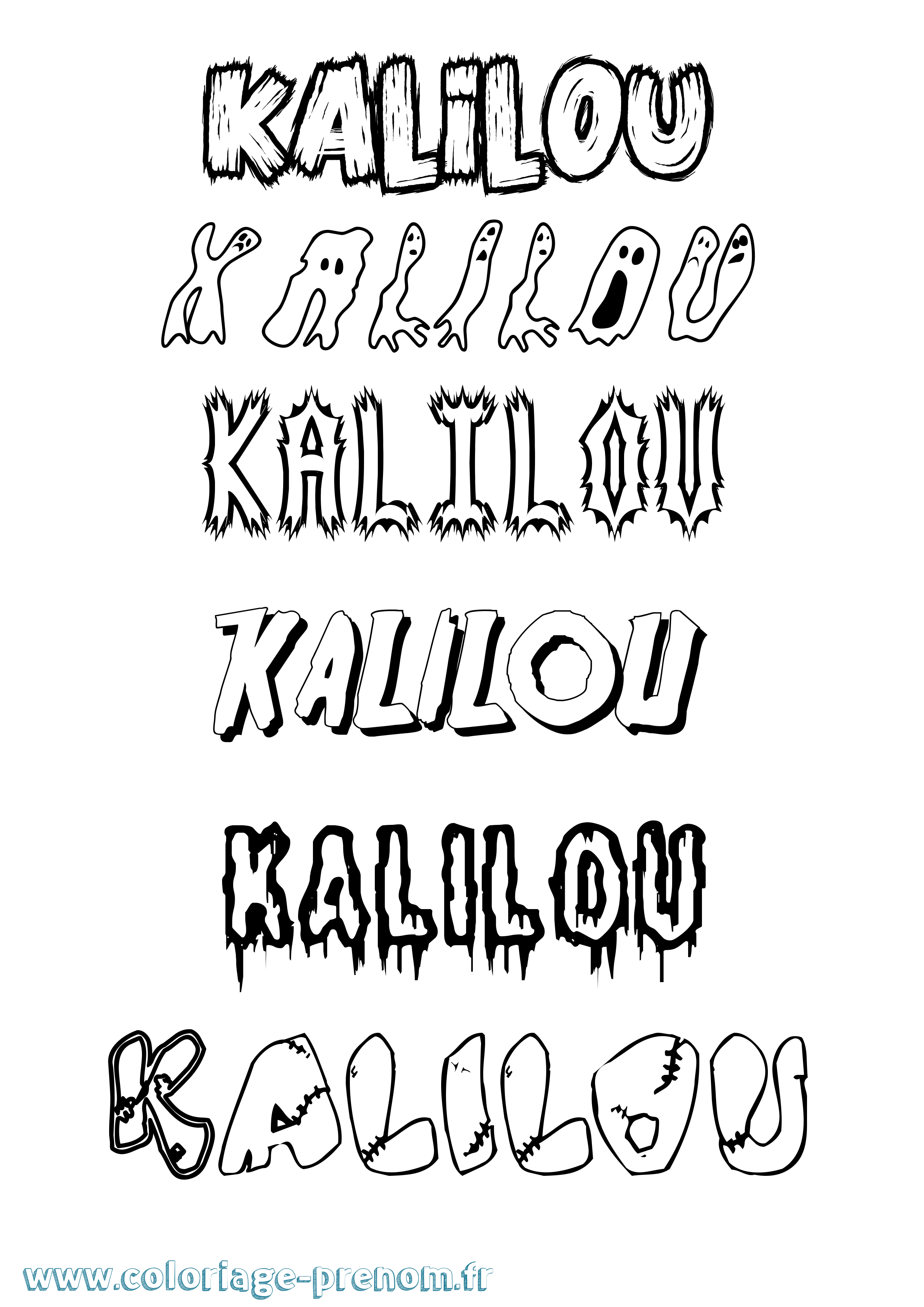 Coloriage Kalilou Frisson Coloriage prénom Kalilou Frisson