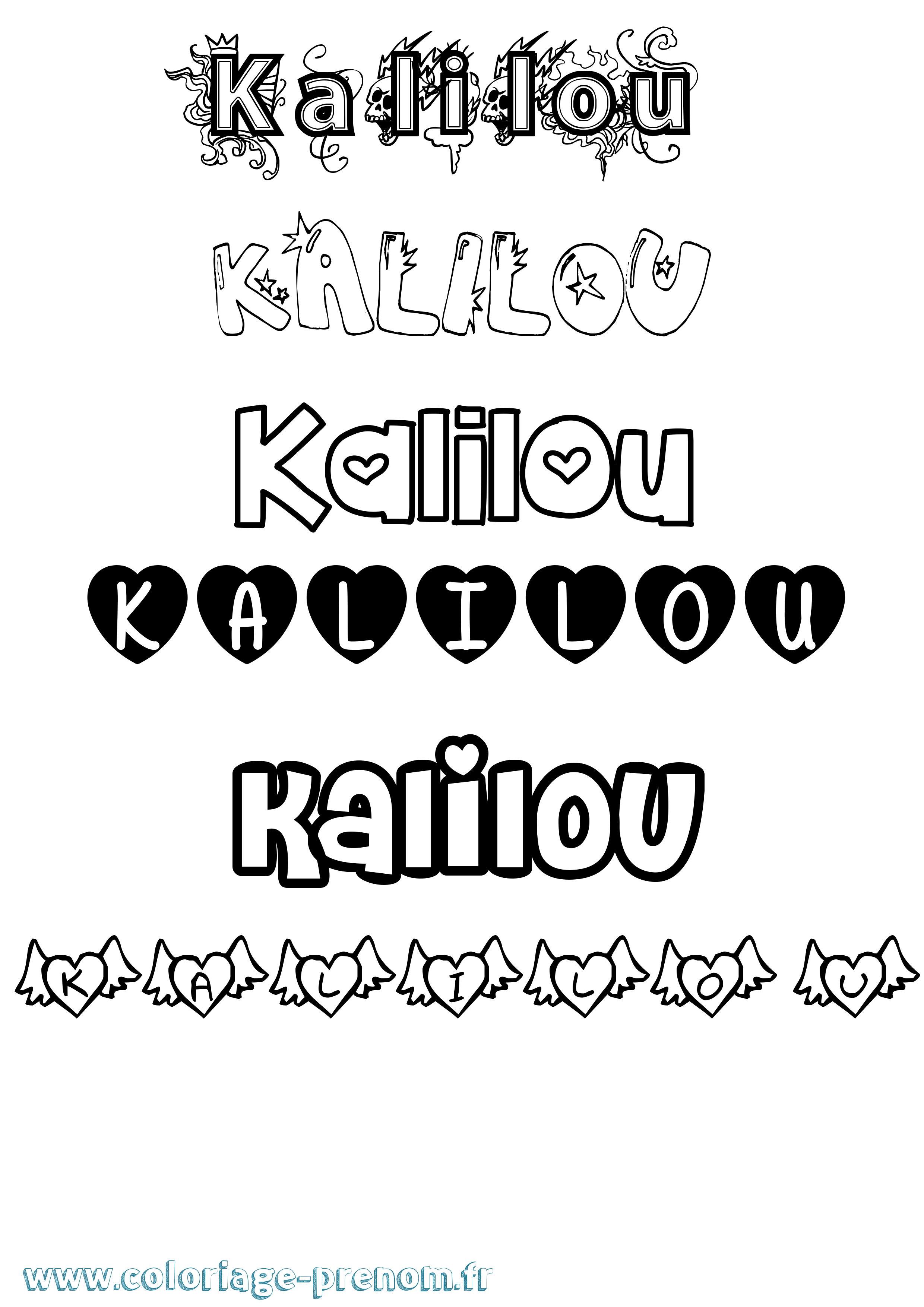 Coloriage Kalilou Girly Coloriage prénom Kalilou Girly
